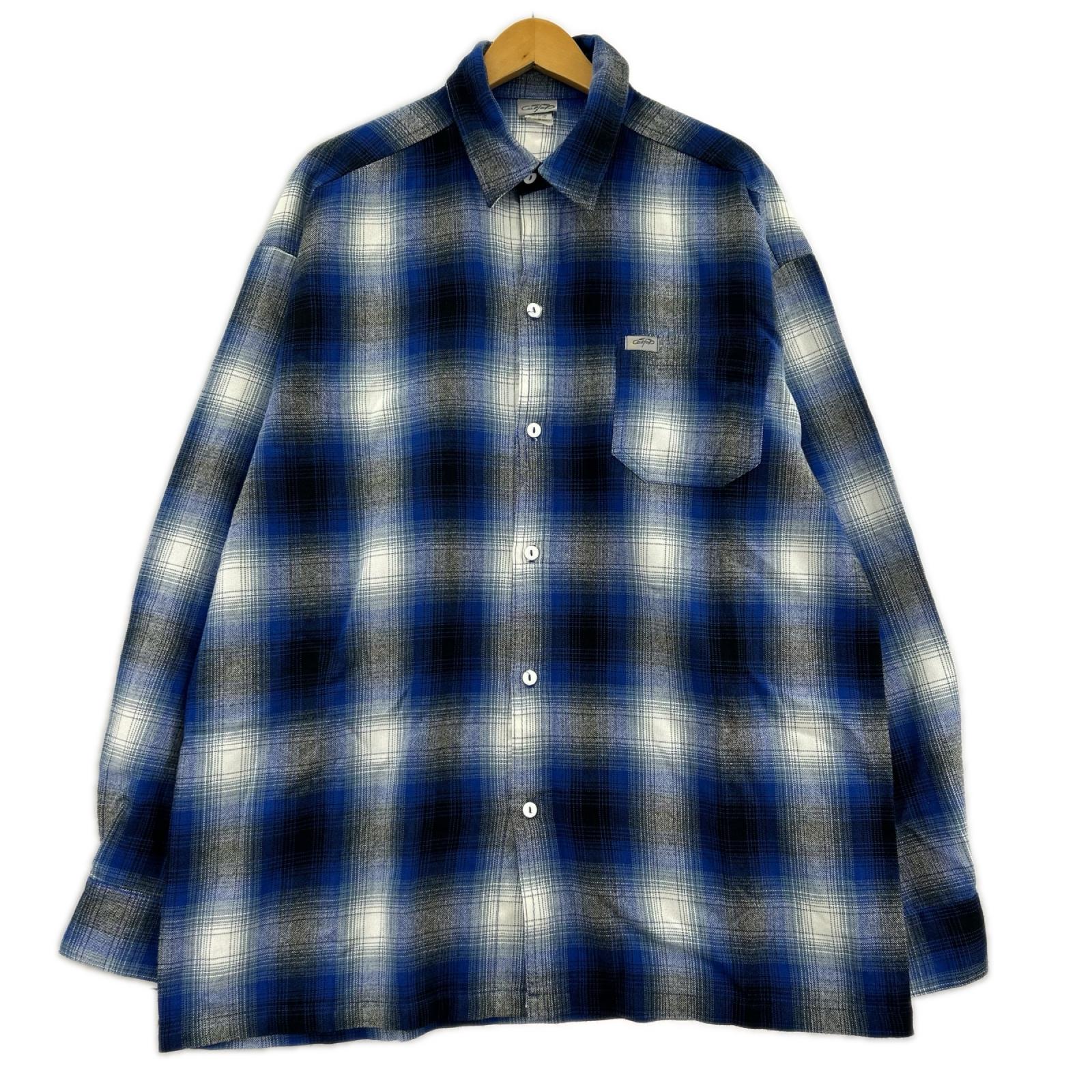 長袖シャツ CAL TOP ｵﾝﾌﾞﾚﾁｪｯｸｼｬﾂ 青 (XL) ブルー