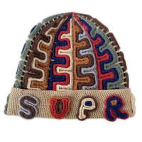 ニットキャップ 24AW Yarn Applique Beanie Khaki マルチカラー