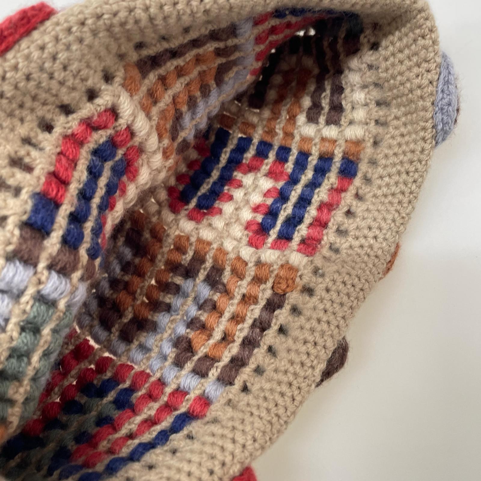 ニットキャップ 24AW Yarn Applique Beanie Khaki マルチカラー