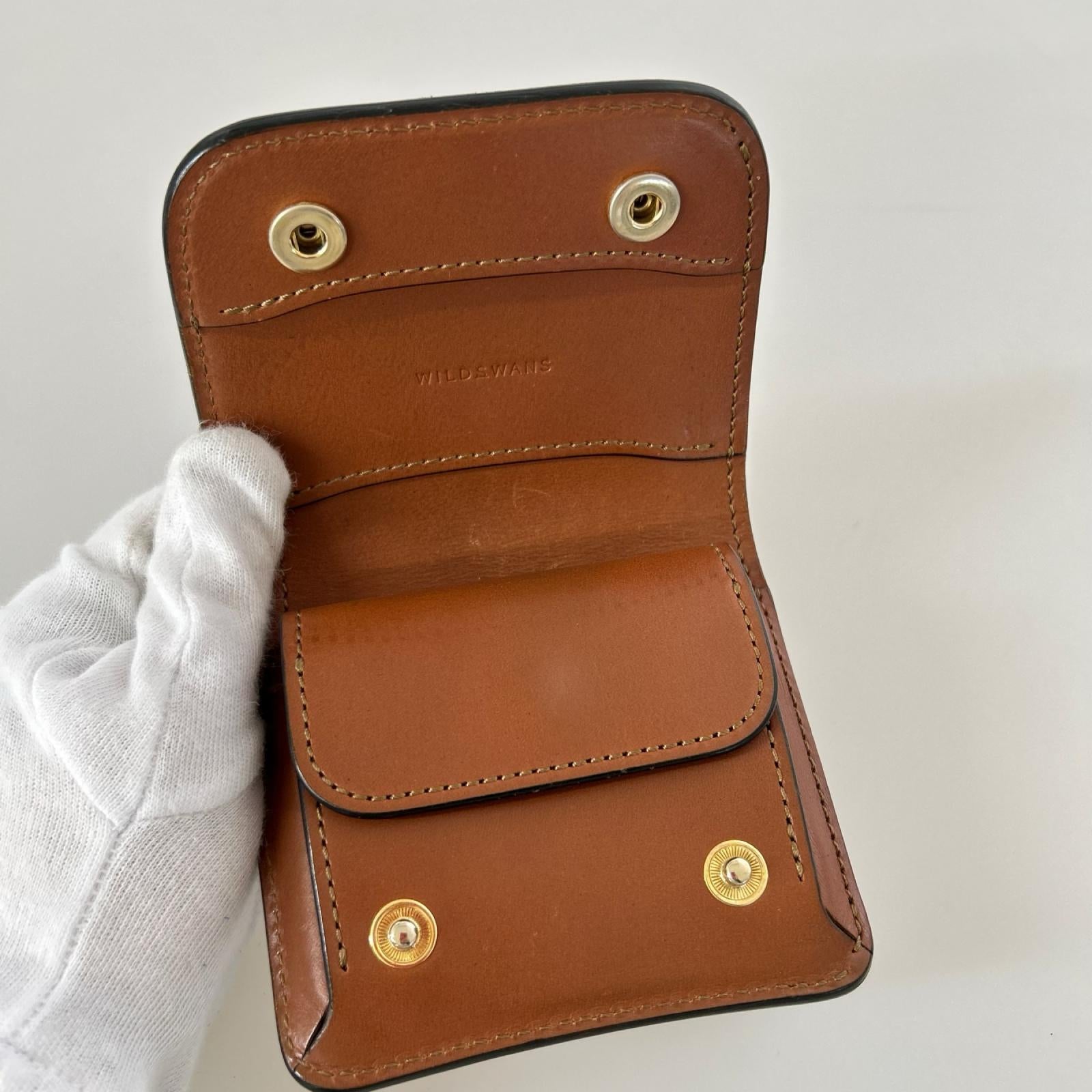 コンパクトウォレット wildswans 二つ折り財布 レザー ブラウン ブラウン
