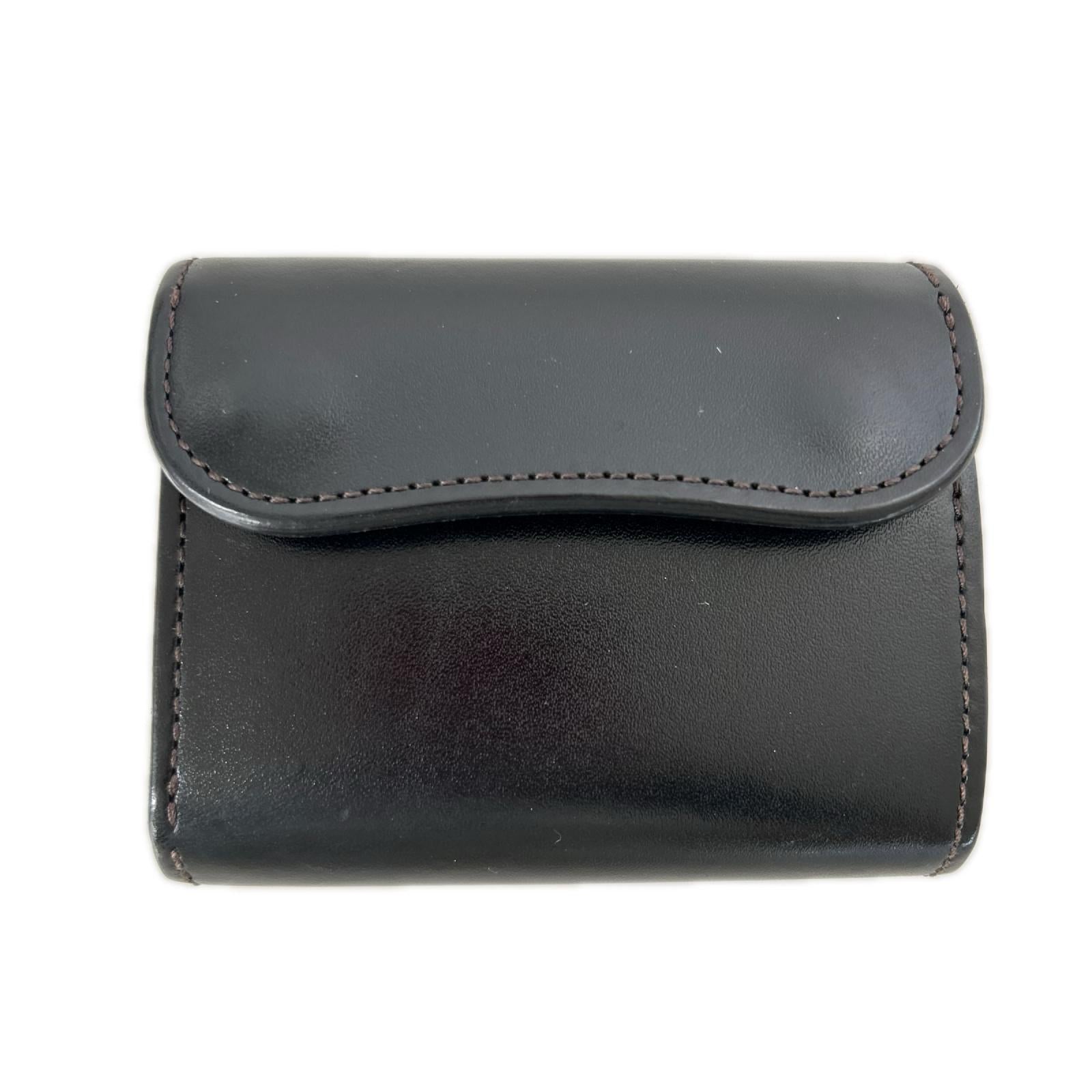 コンパクトウォレット wildswans 三つ折り財布 レザー ブラック ブラック