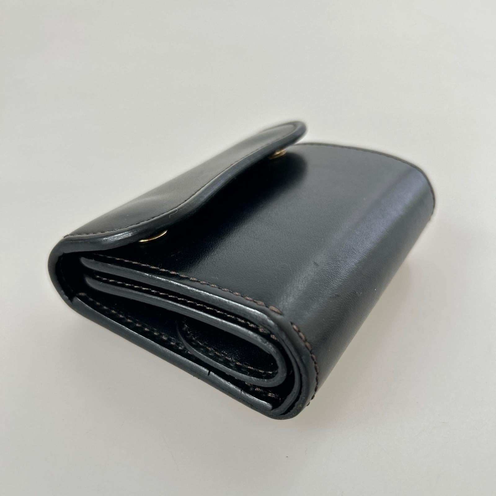コンパクトウォレット wildswans 三つ折り財布 レザー ブラック ブラック