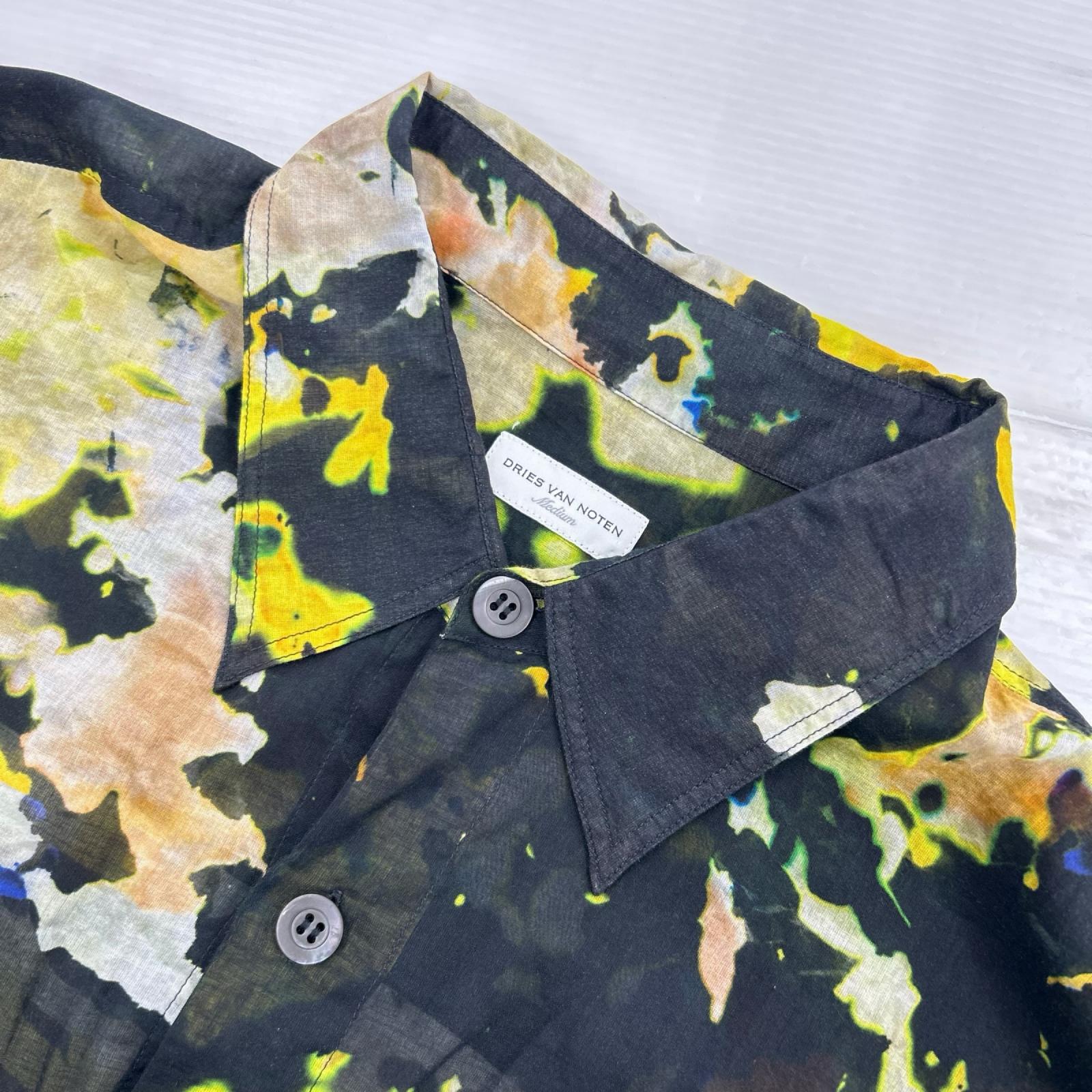 長袖シャツ DRIES VAN NOTEN CANDER M.W.SHIRT BLA 総柄L/Sシャツ M 黒 M ブラック