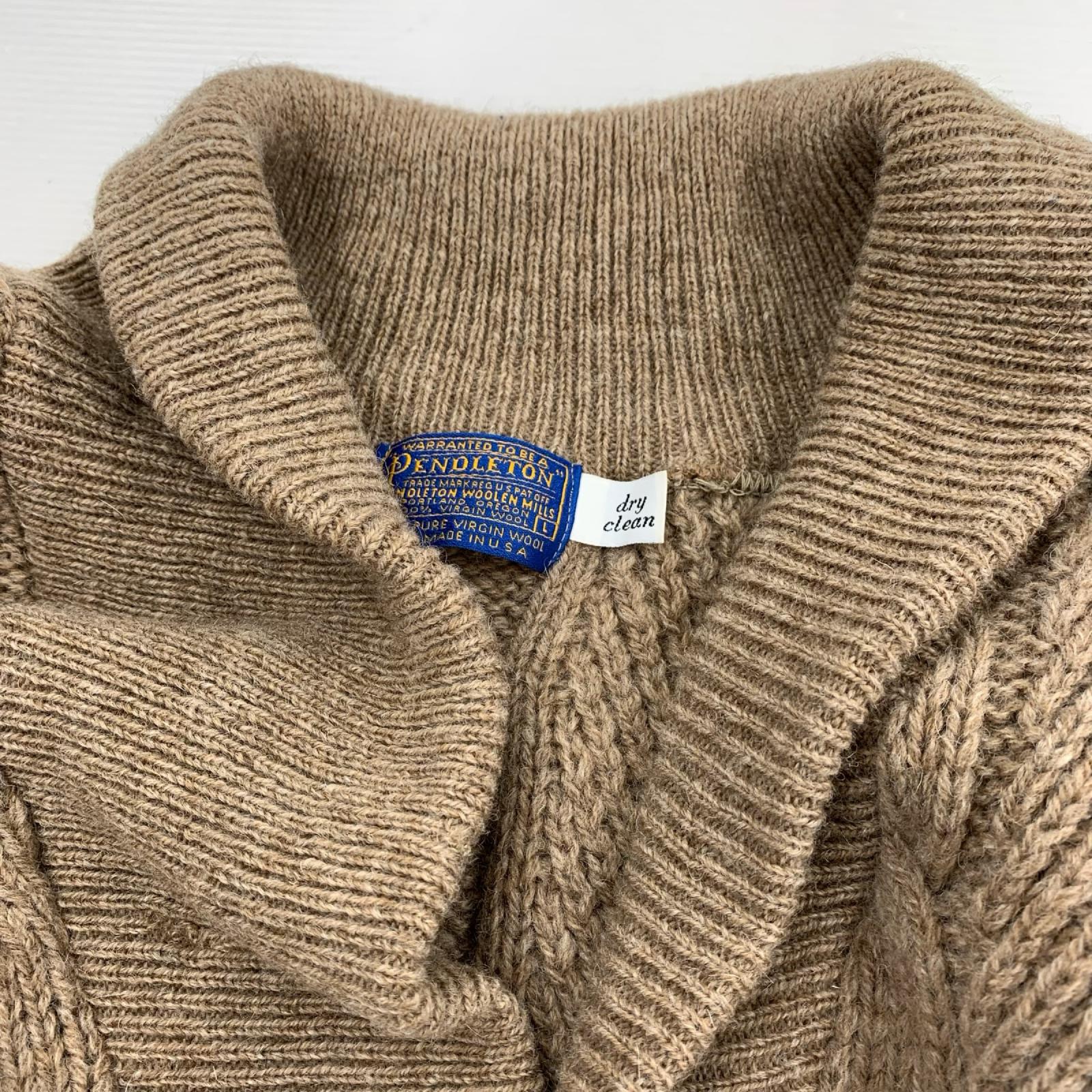 カーディガン 70s USA製 ｼｮｰﾙｶﾗｰ ﾍﾞｰｼﾞｭ (L) L ブラウン