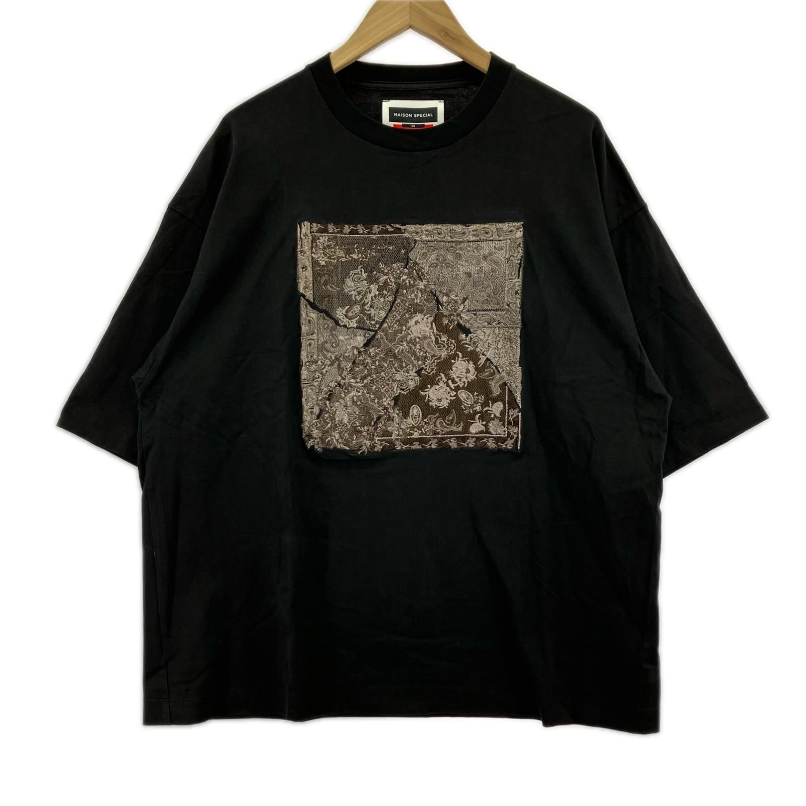 半袖Ｔシャツ ｸﾚｲｼﾞｰﾊﾟｯﾁﾜｰｸ BLK 1 ブラック