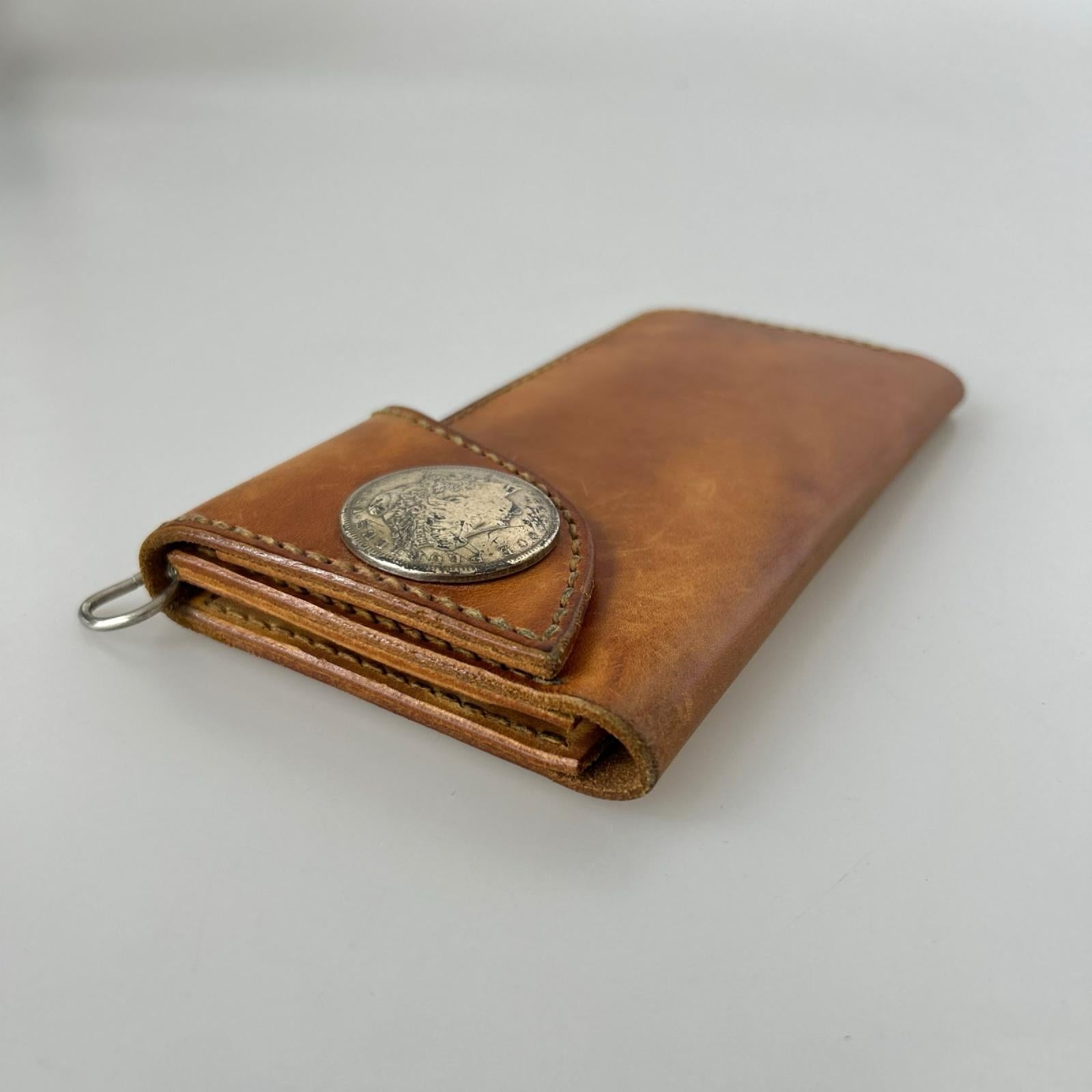 長財布 E PLURIBUS UNUM レザー 茶 ベージュ
