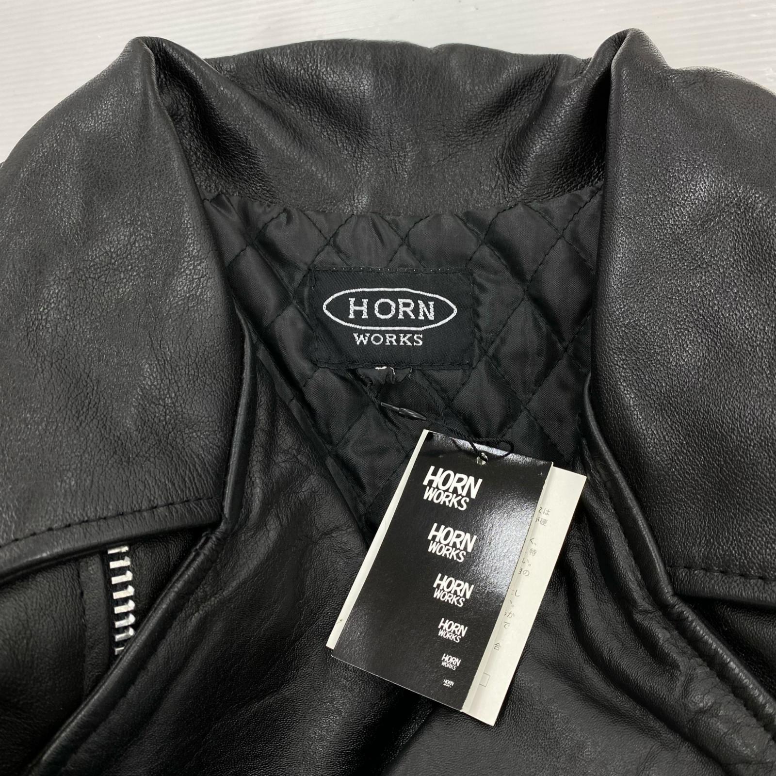 レザージャケット HORN WORKS レザーダブルライダースジャケット 6L 黒 ブラック