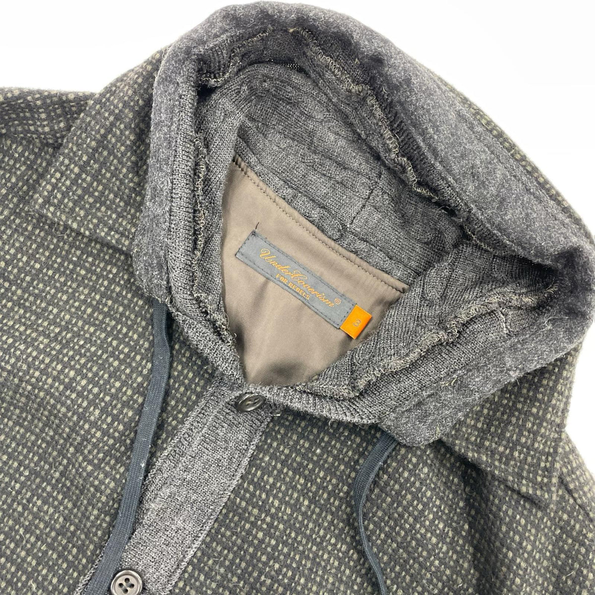 長袖シャツ UNDERCOVER 07AW ウールフーデッドシャツ ブラックチェック (3) 3 ブラック