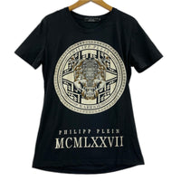 半袖Ｔシャツ PHILIPP PLEIN ラインストーンTシャツ 黒 M ブラック