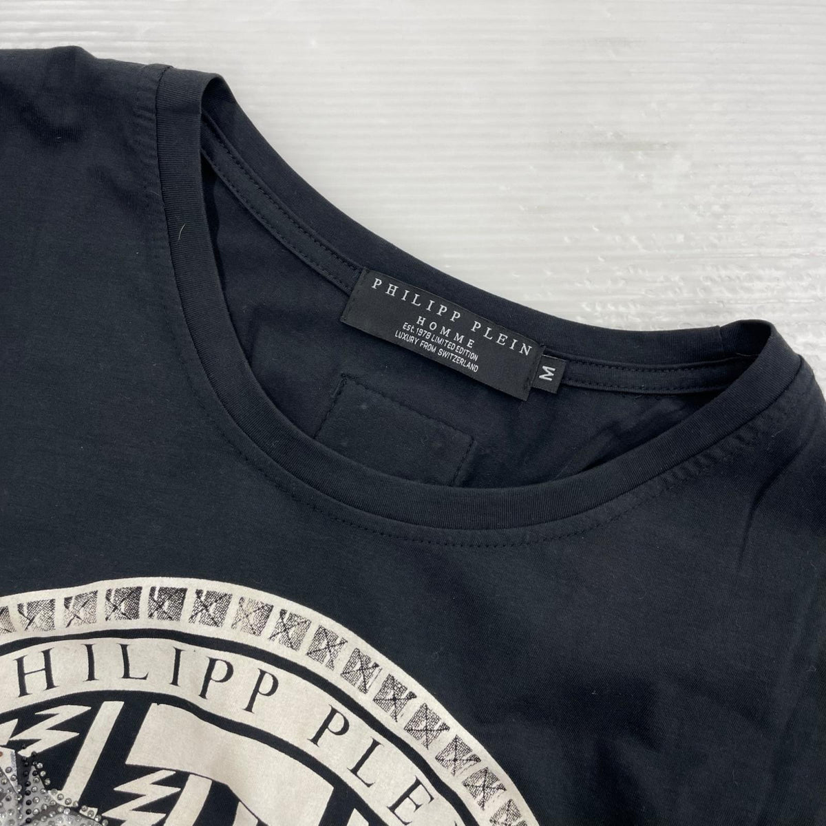 半袖Ｔシャツ PHILIPP PLEIN ラインストーンTシャツ 黒 M ブラック