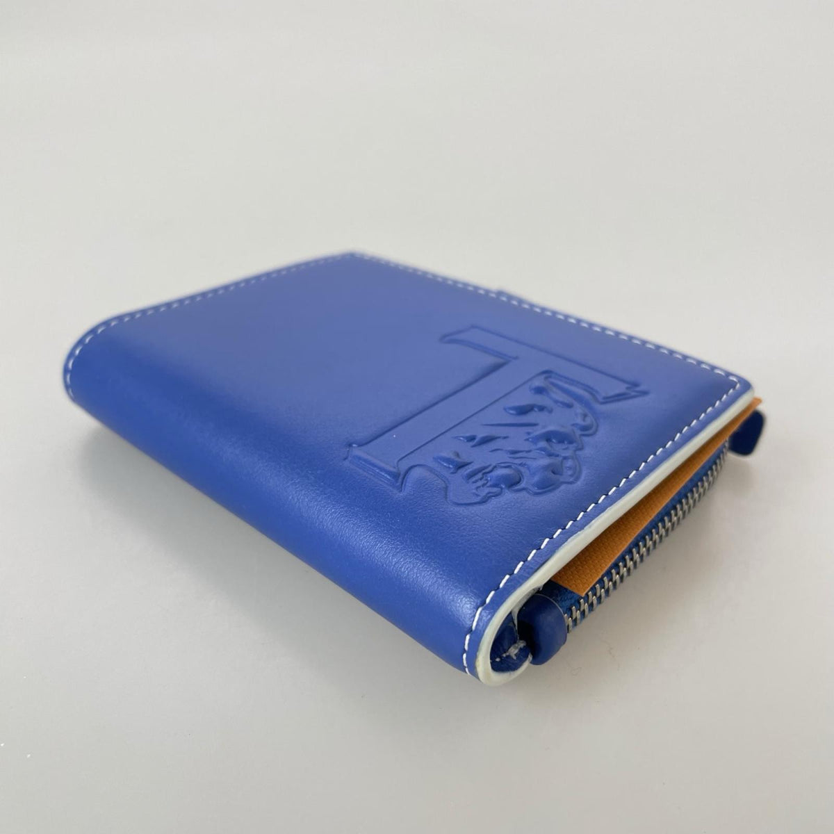 コンパクトウォレット 二つ折り ﾚｻﾞｰ 青