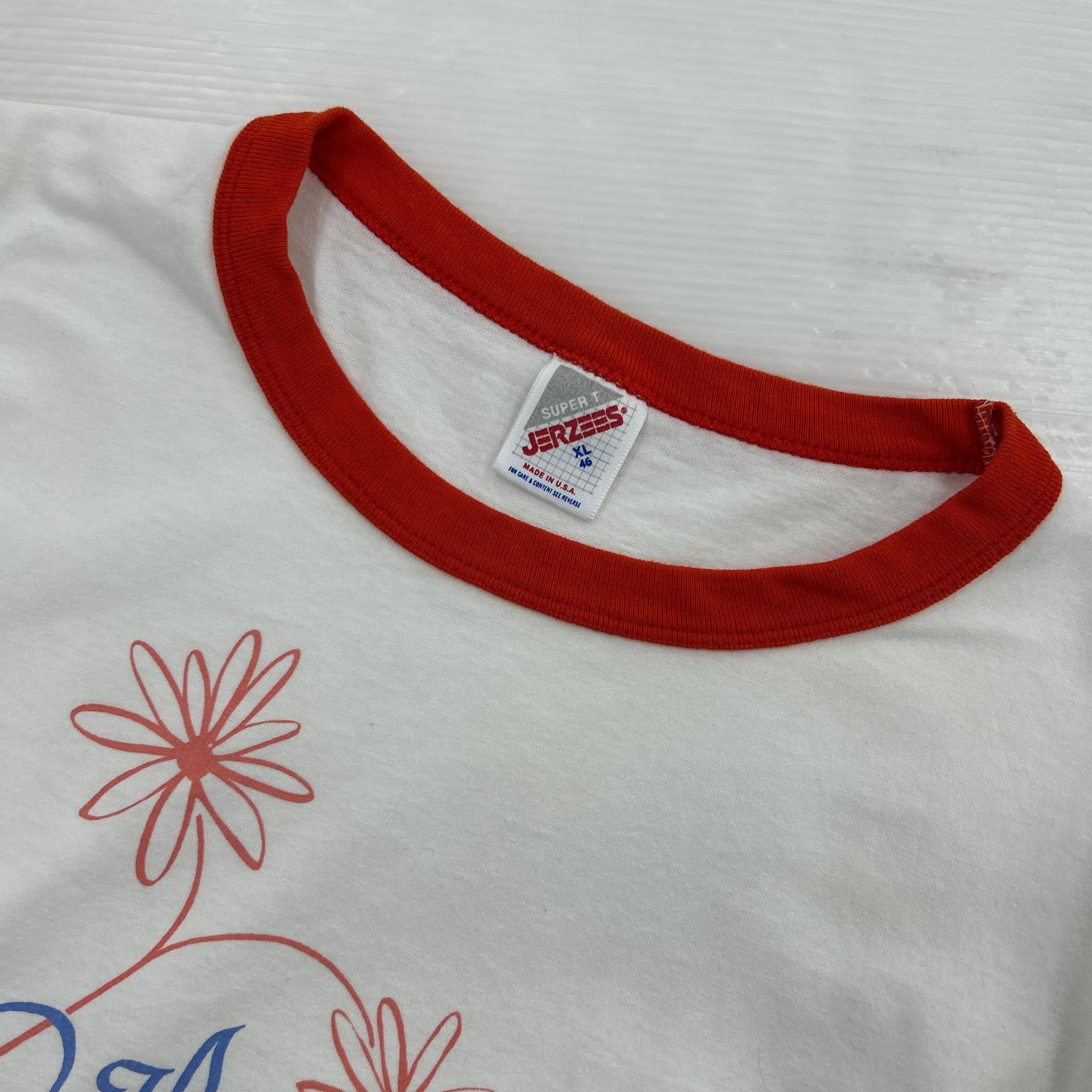 半袖Ｔシャツ 80～90s USA製 フラワーデザイン リンガー (XL)
