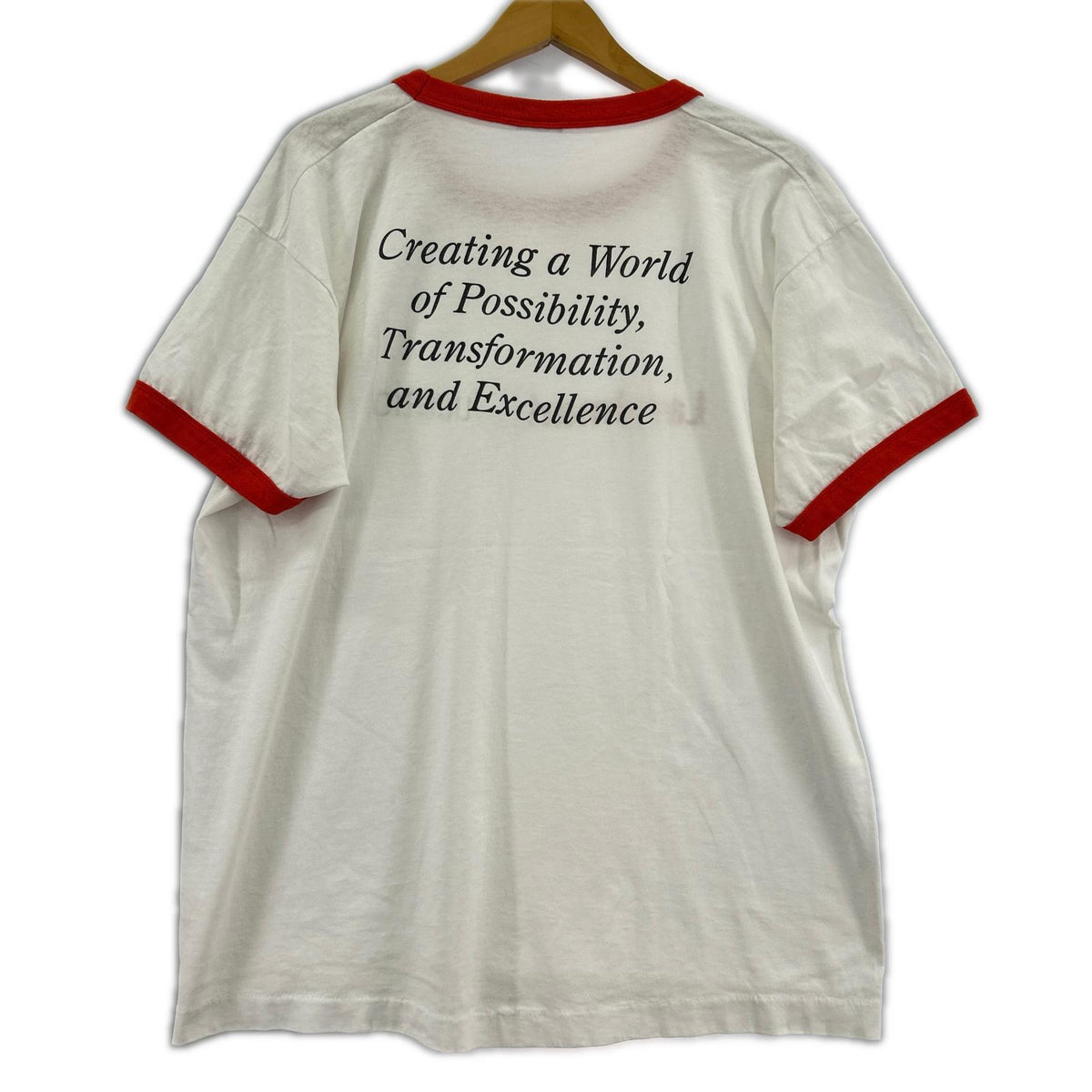 半袖Ｔシャツ 90s USA製 LandmarkEducation リンガー (XL) ホワイト