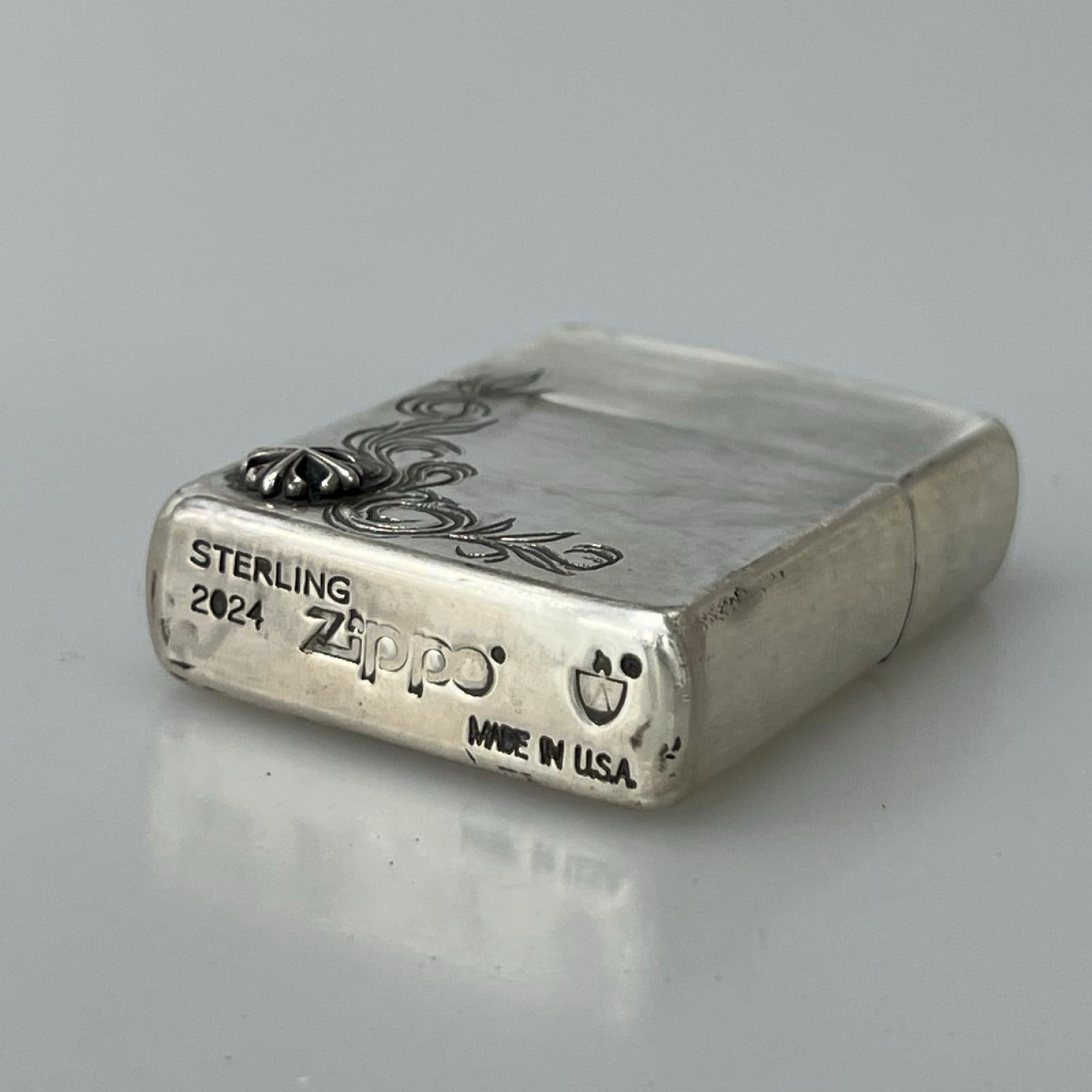 ライター ZIPPO 24年製 ｱﾗﾍﾞｽｸ ｸﾛｽﾒﾀﾙ STERLING USA製