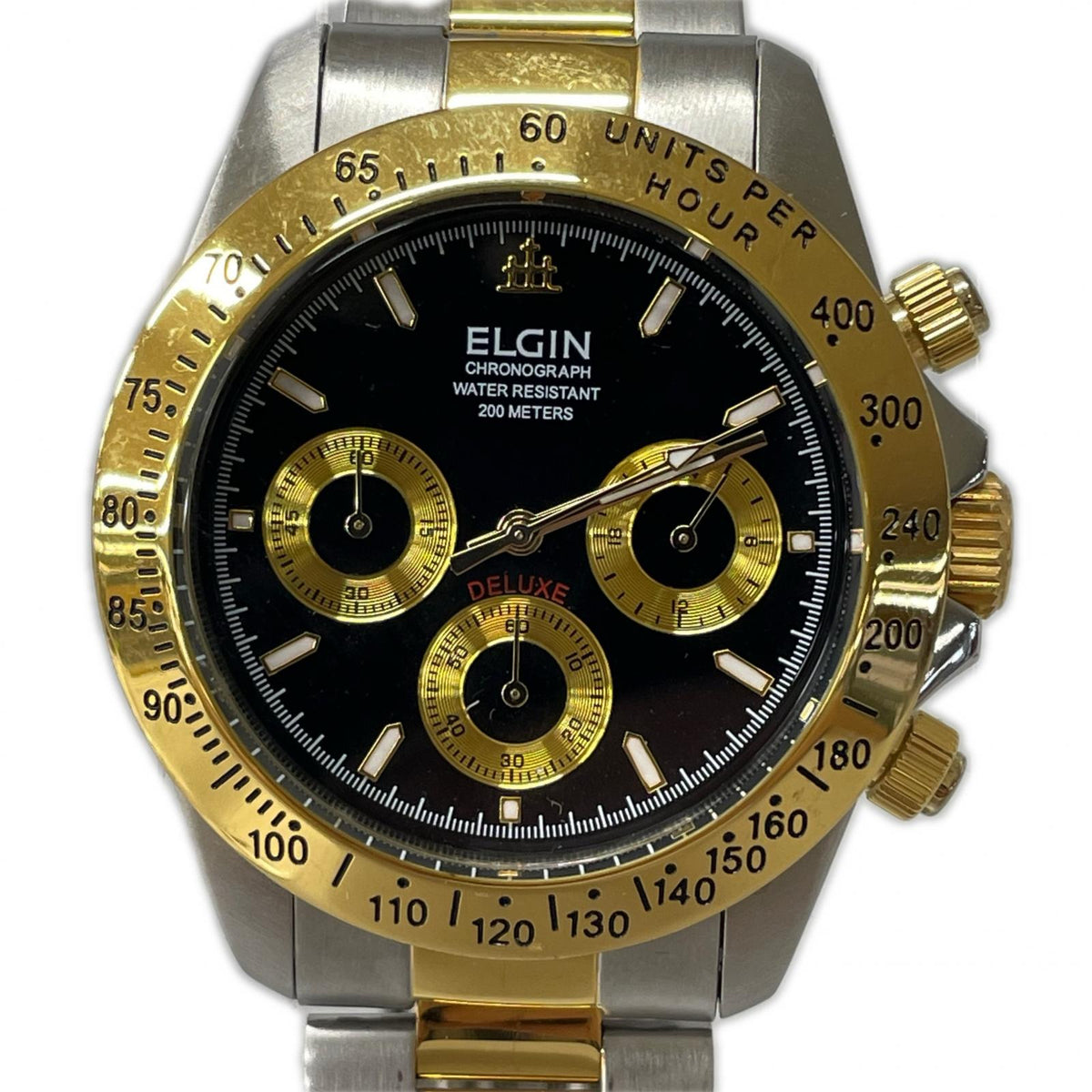 腕時計 ELGIN/クロノグラフ ブラック