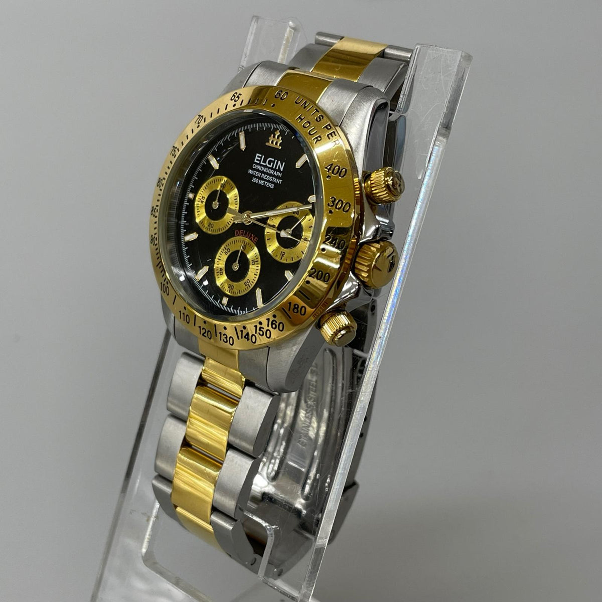 腕時計 ELGIN/クロノグラフ ブラック