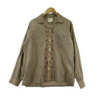 長袖シャツ 50s Golden Needle 開襟シャツ (M) 茶 M グレー