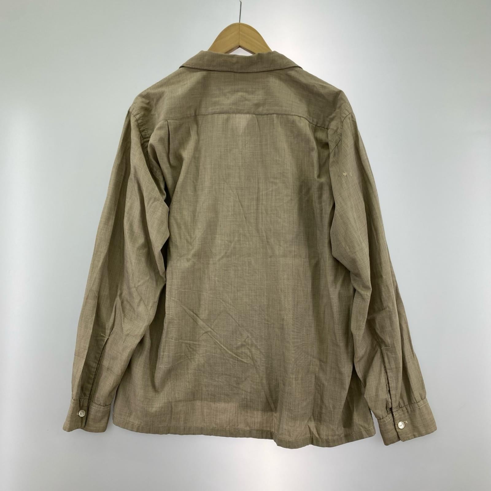 長袖シャツ 50s Golden Needle 開襟シャツ (M) 茶 M グレー