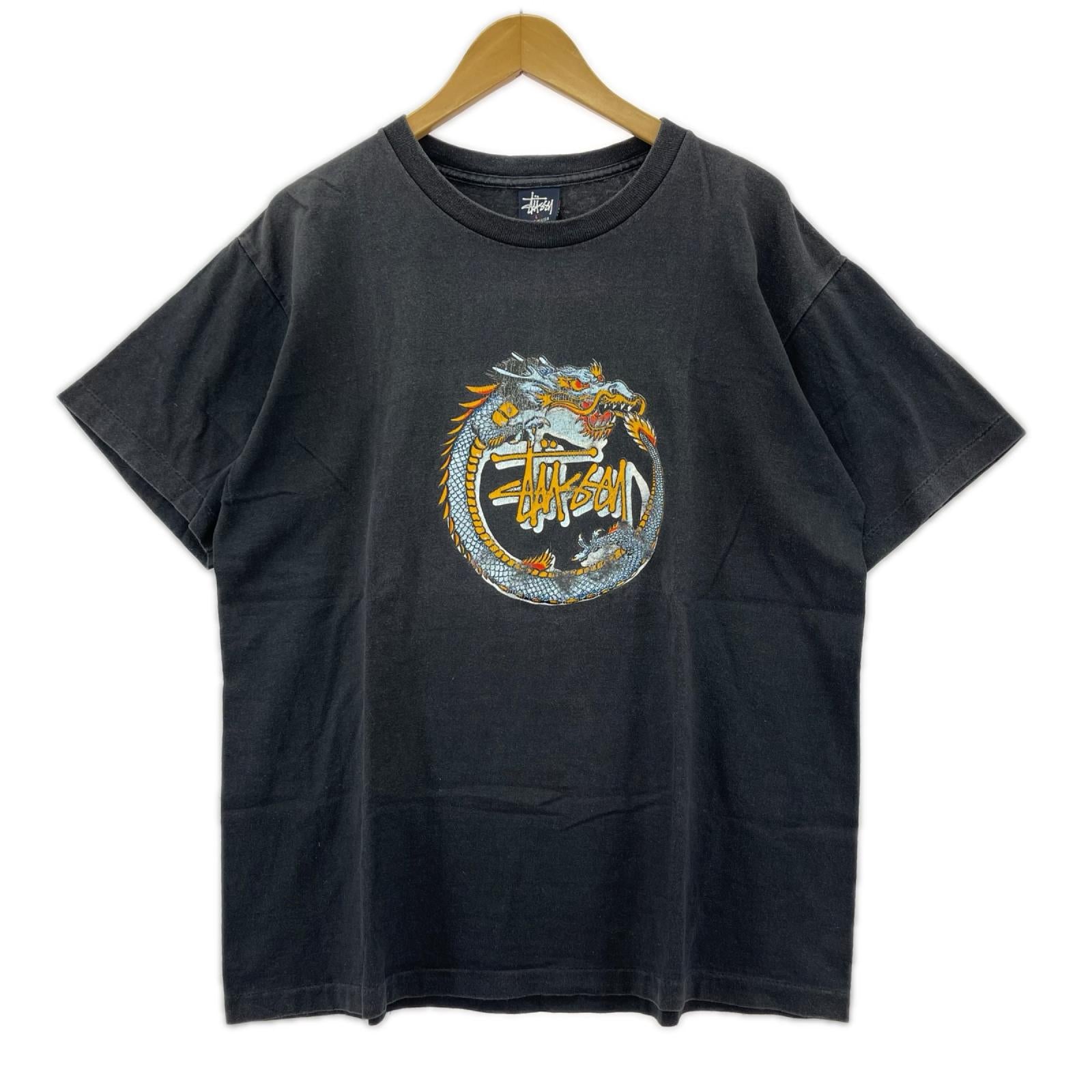 半袖Ｔシャツ 90s USA製 紺タグ ドラゴン Tシャツ (L) ブラック L ブラック