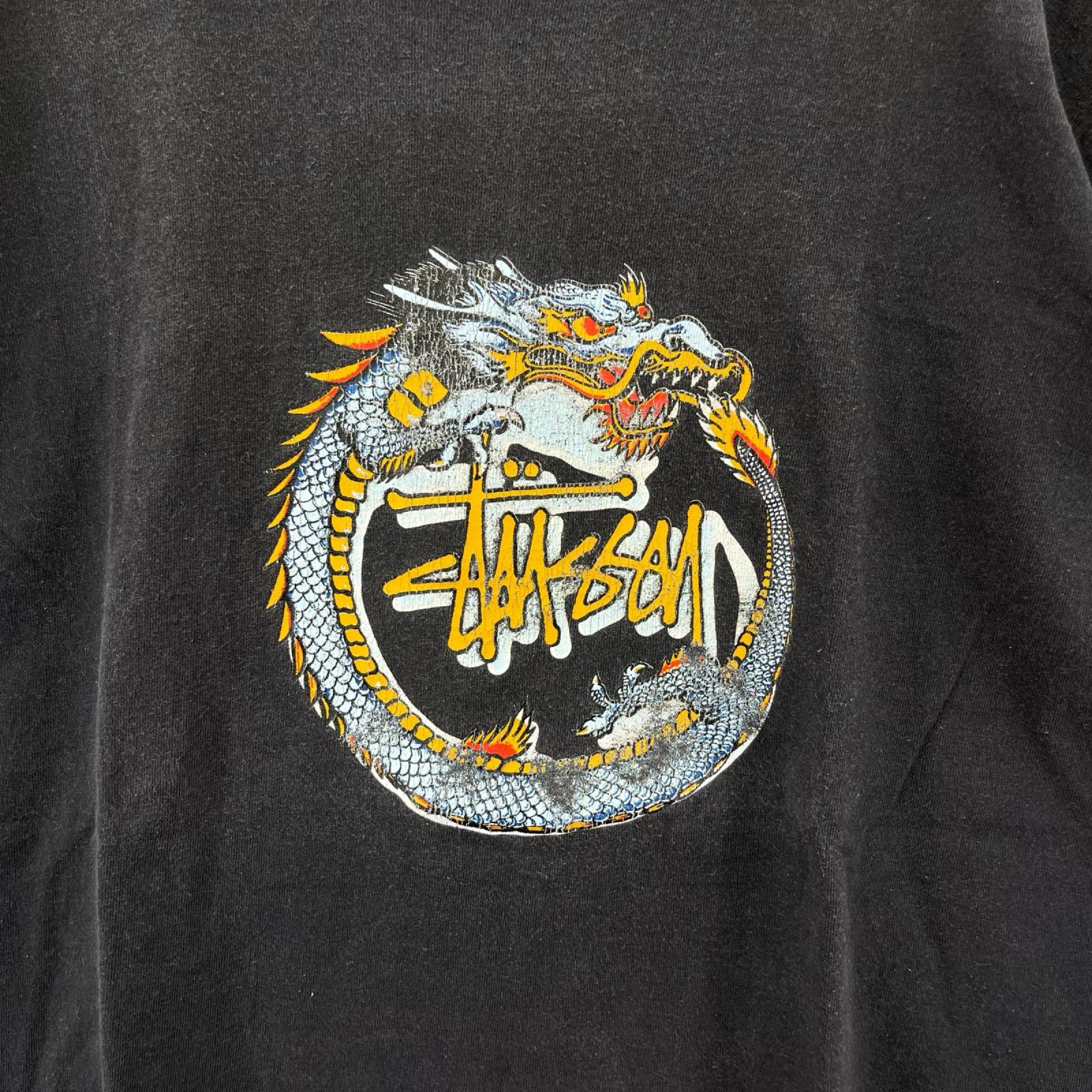 半袖Ｔシャツ 90s USA製 紺タグ ドラゴン Tシャツ (L) ブラック L ブラック