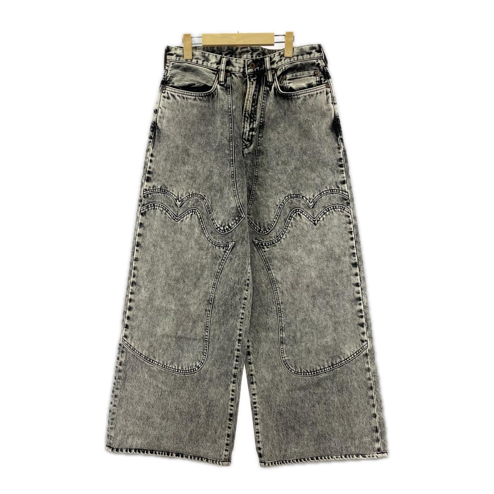 デニムパンツ SUGARHILL ACID WASHED MODERN WESTERN WIDE TROUSERS 32 32 グレー