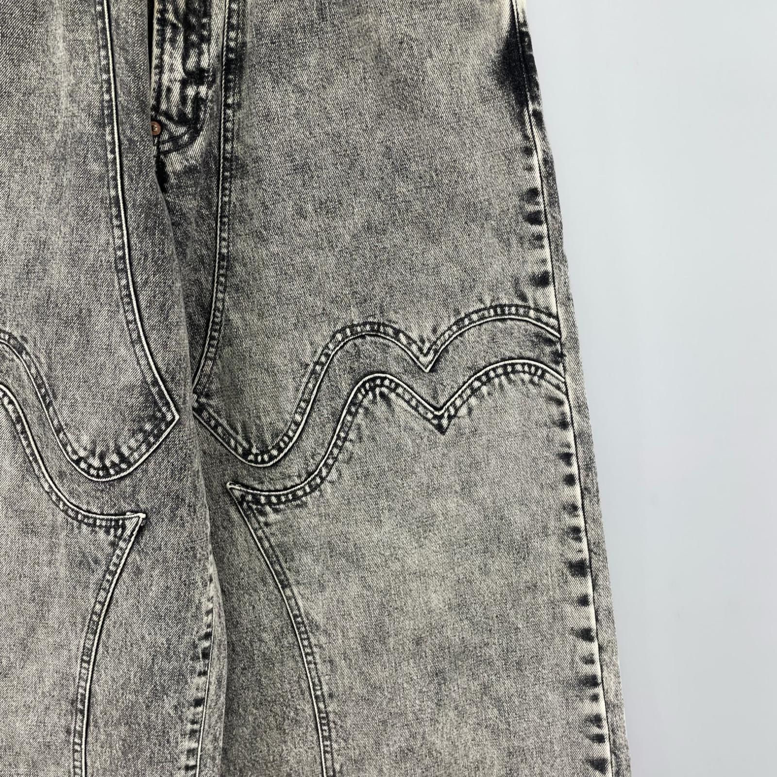 デニムパンツ SUGARHILL ACID WASHED MODERN WESTERN WIDE TROUSERS 32 32 グレー