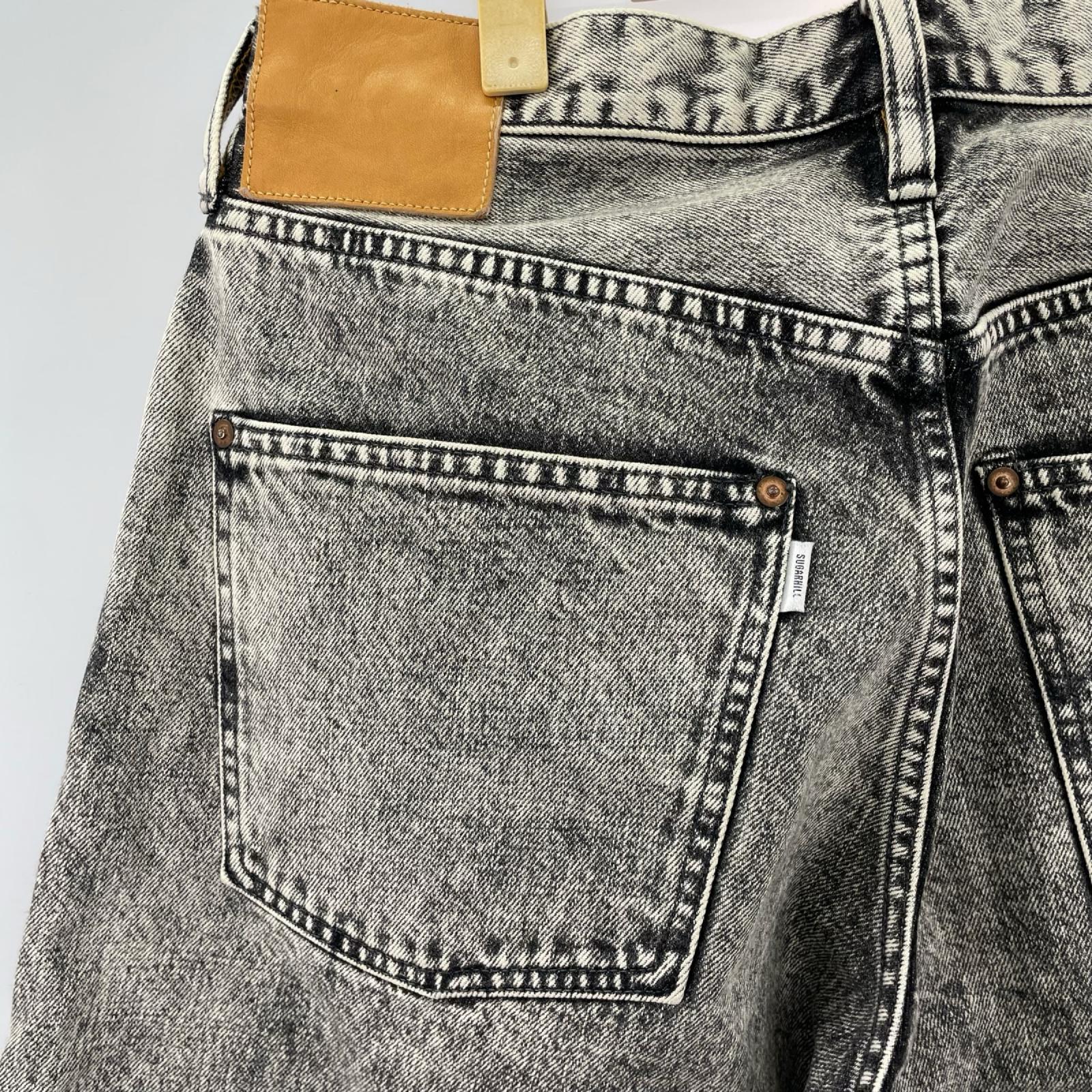 デニムパンツ SUGARHILL ACID WASHED MODERN WESTERN WIDE TROUSERS 32 32 グレー