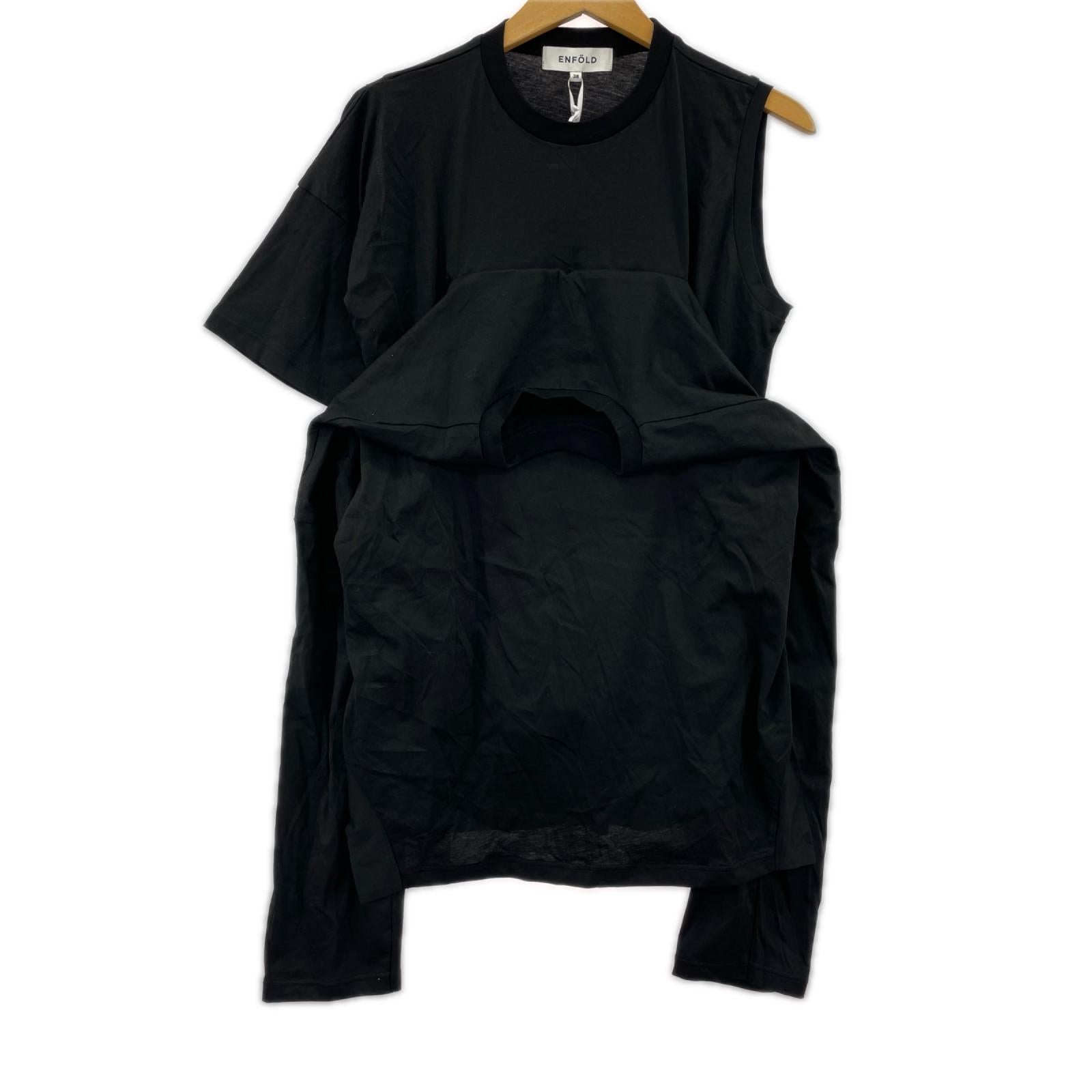 半袖Ｔシャツ MANY DRAPE T-SHIRT/変形/黒 38 ブラック