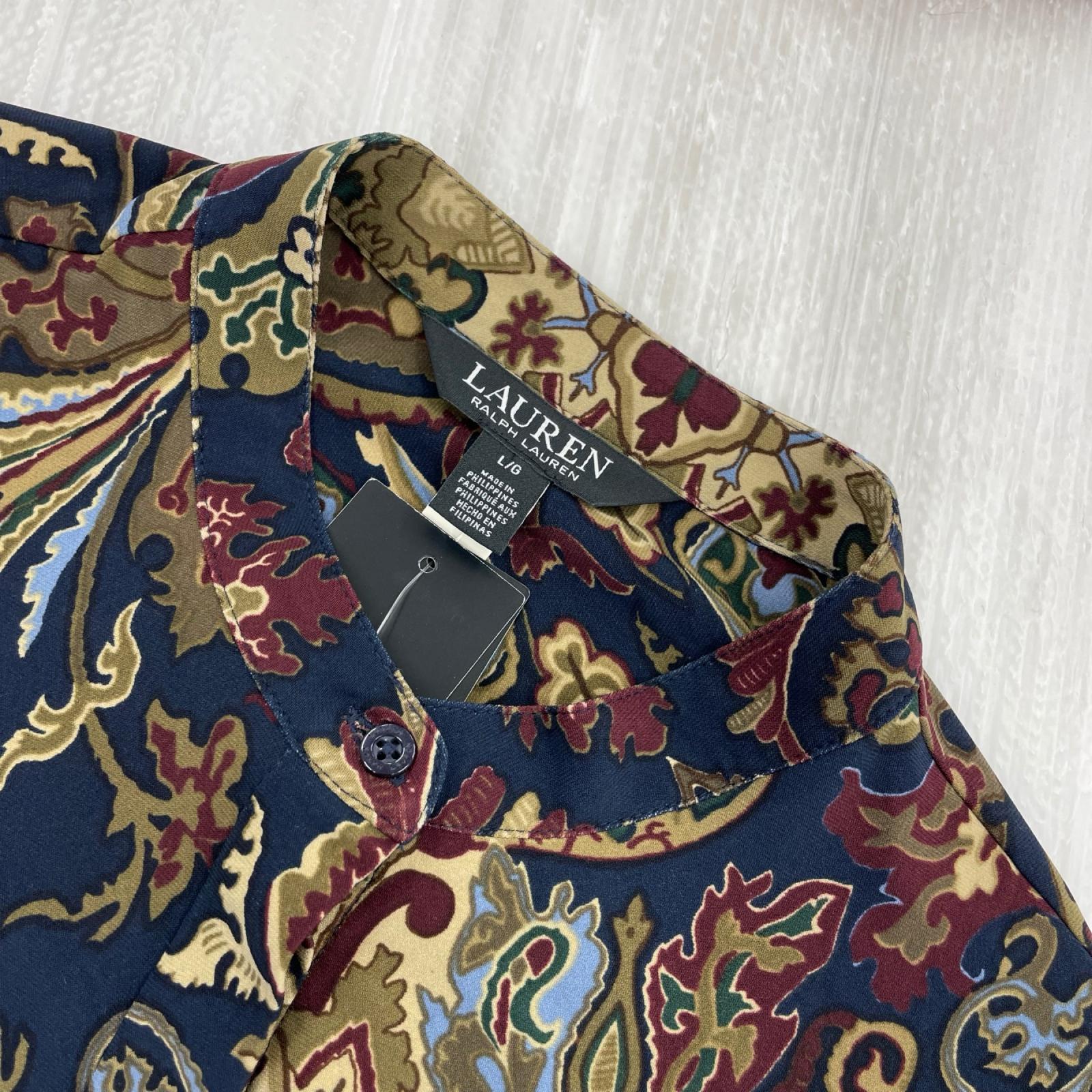 ワンピース LAUREN RALPH LAUREN/ﾍﾟｲｽﾞﾘｰ L ネイビー