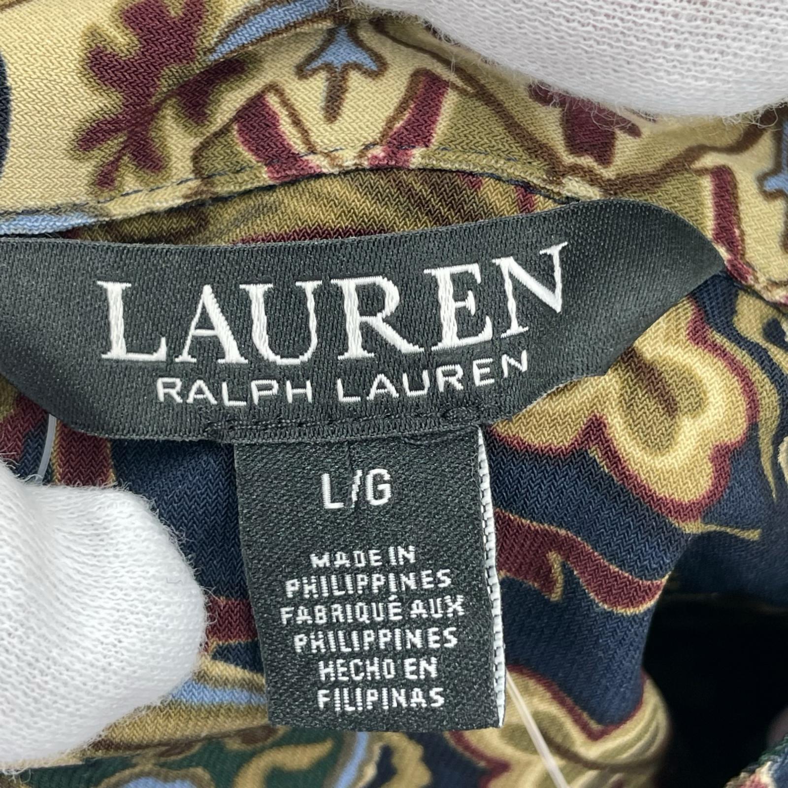 ワンピース LAUREN RALPH LAUREN/ﾍﾟｲｽﾞﾘｰ L ネイビー