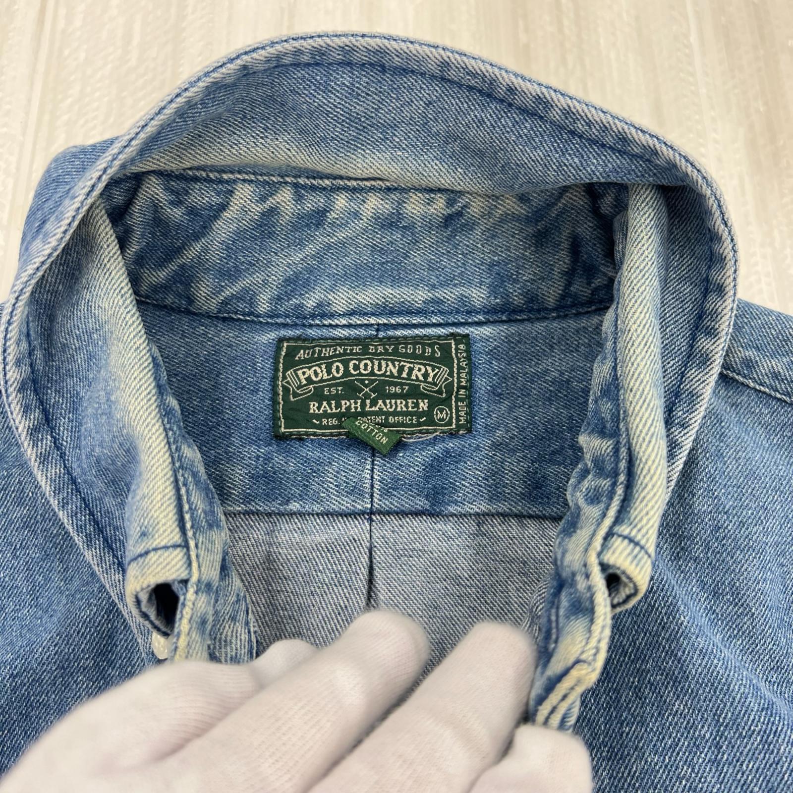長袖シャツ POLO COUNTRY デニムシャツ　M M ブルー