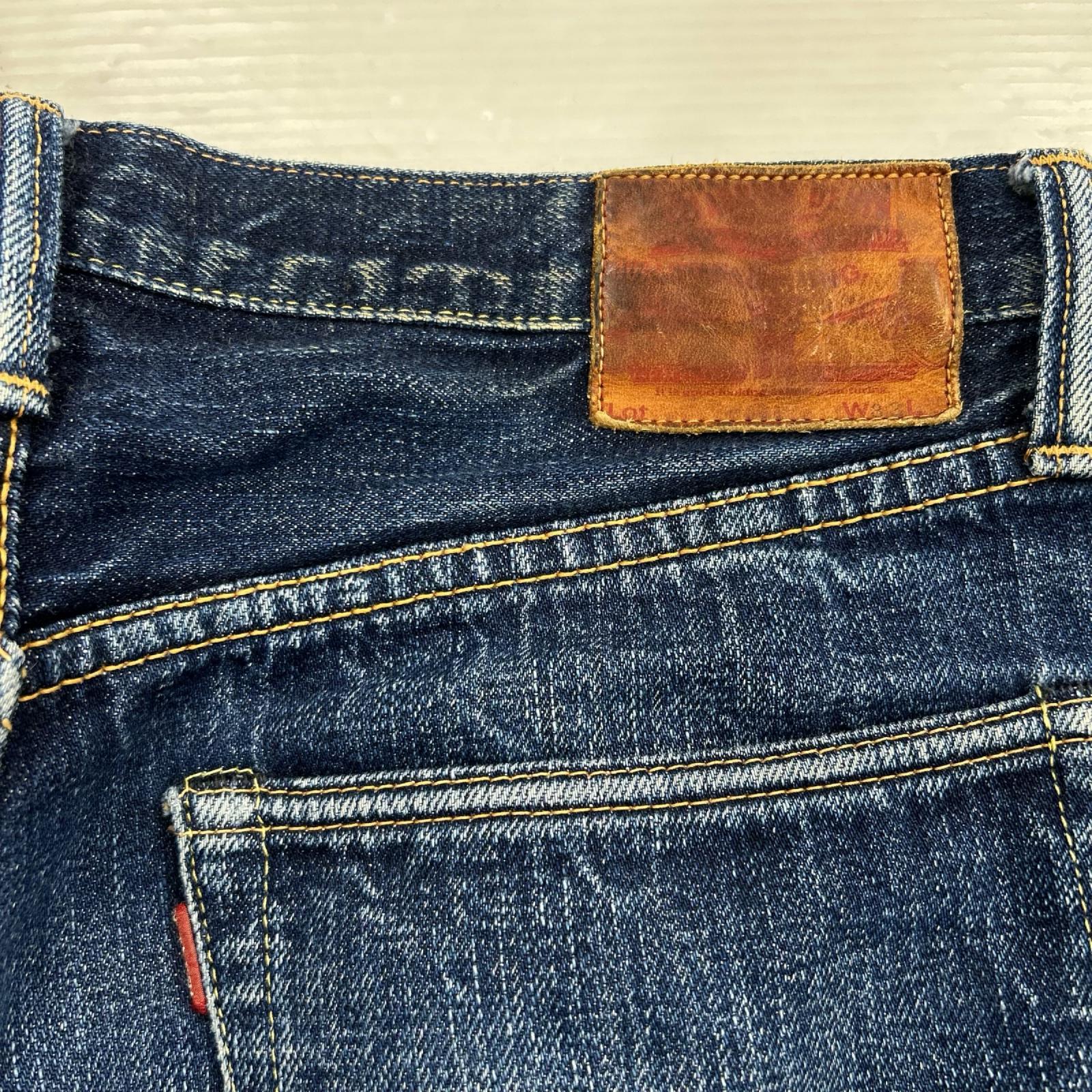 デニムパンツ 赤耳 ｽﾅｯﾌﾟﾎﾞﾀﾝ W32 ブルー