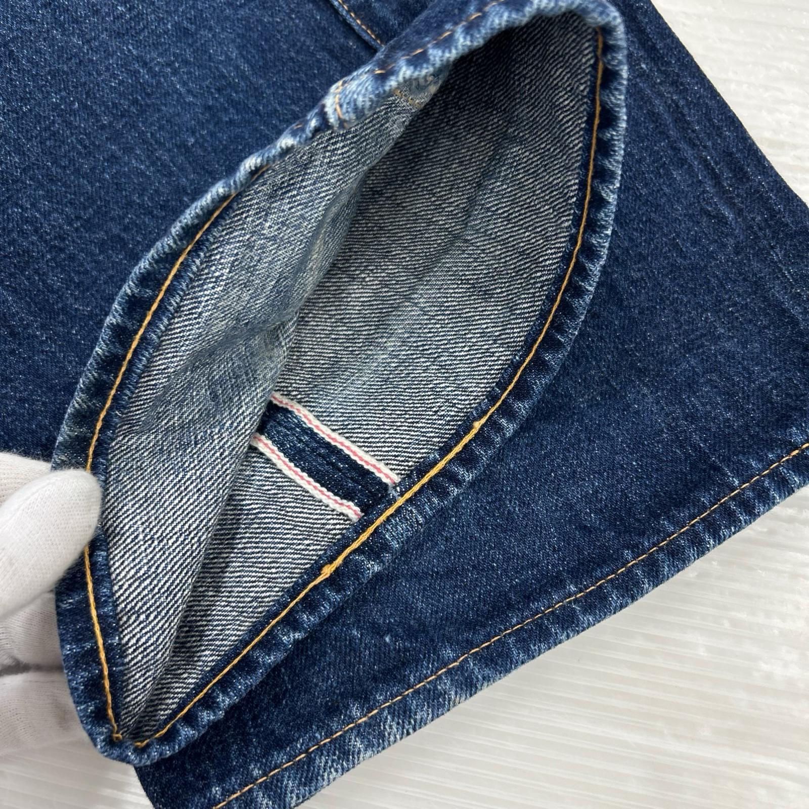 デニムパンツ 赤耳 ｽﾅｯﾌﾟﾎﾞﾀﾝ W32 ブルー