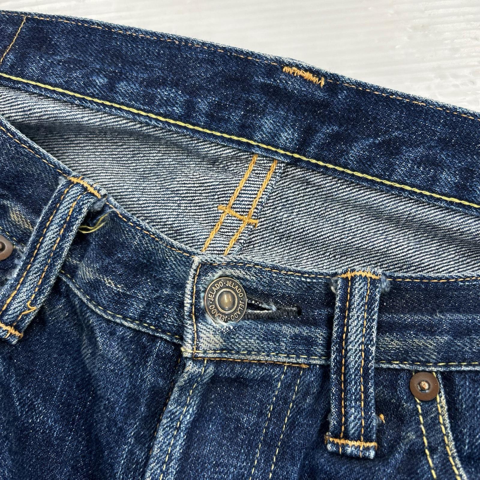 デニムパンツ 赤耳 ｽﾅｯﾌﾟﾎﾞﾀﾝ W32 ブルー