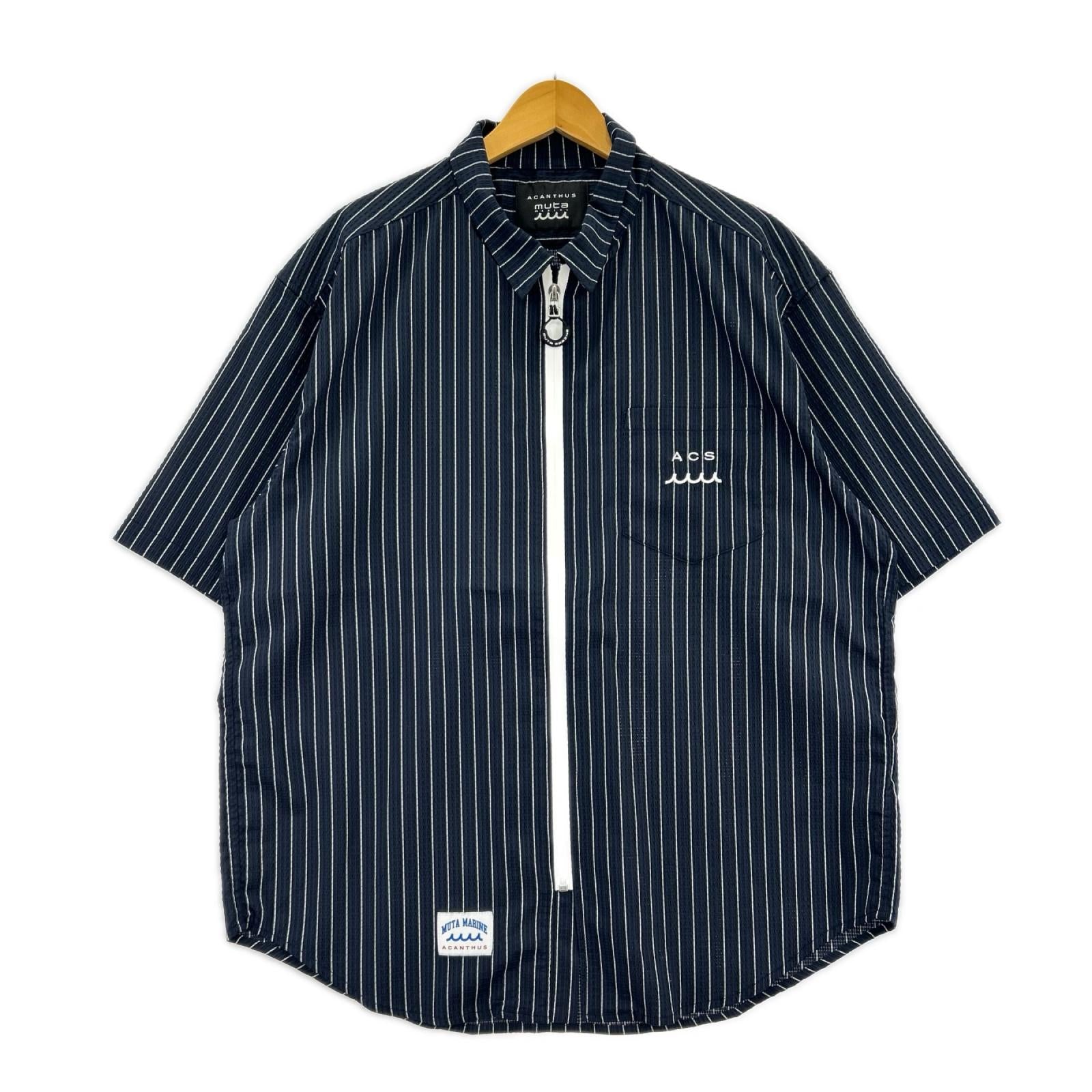 半袖シャツ ACANTHUS×muta シアサッカーS/Sシャツジャケット XL ネイビー ネイビー