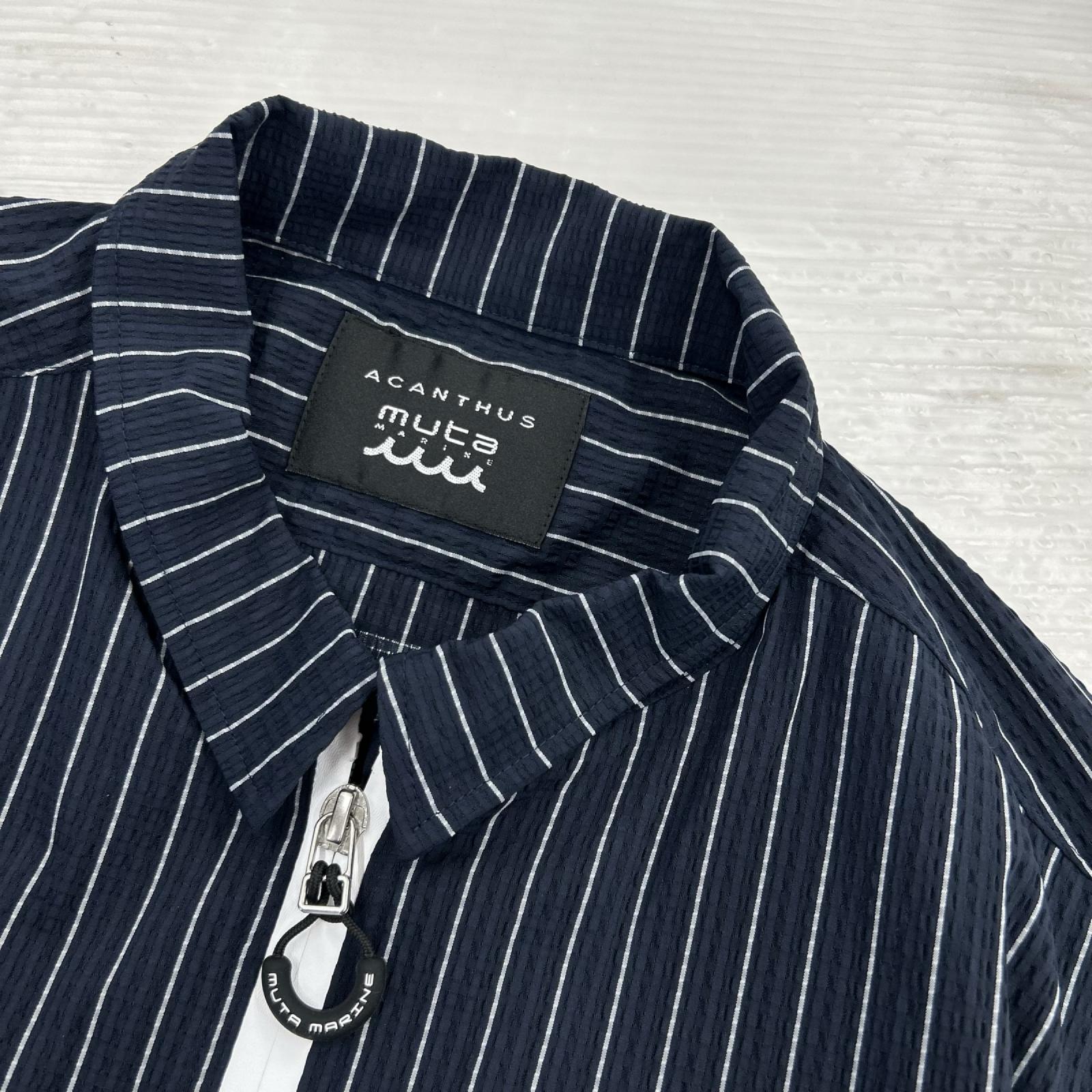 半袖シャツ ACANTHUS×muta シアサッカーS/Sシャツジャケット XL ネイビー ネイビー