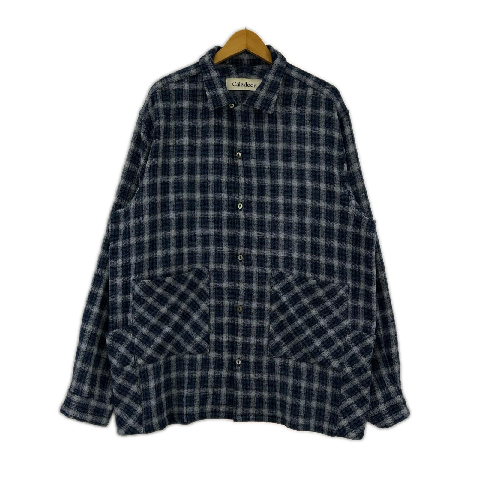 長袖シャツ Caledoor チェックシャツジャケット L ネイビー L ネイビー