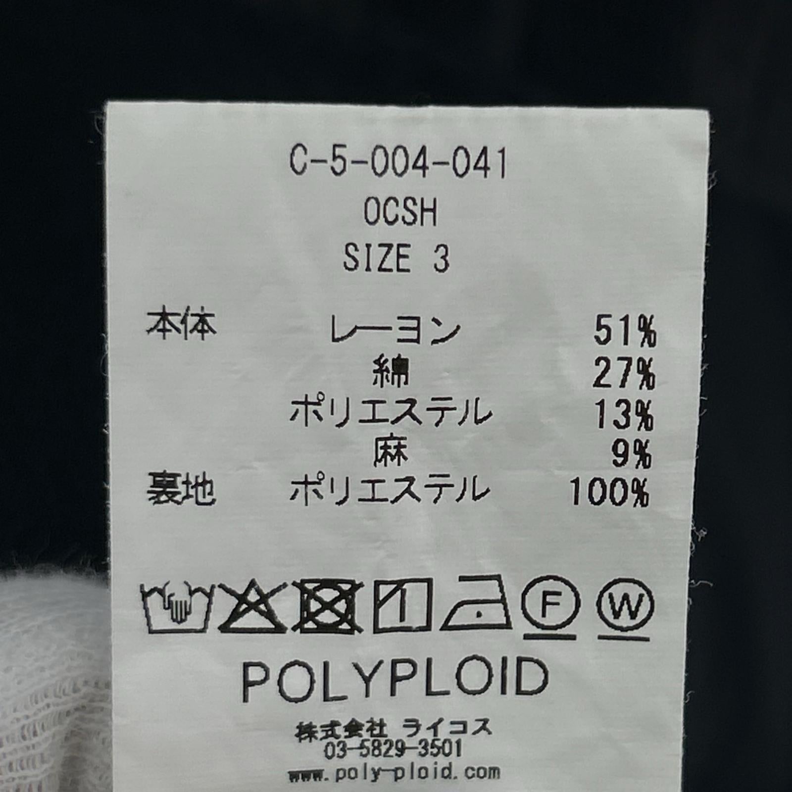 半袖シャツ POLYPLOID OPEN COLLAR SHIRT 3 黒 3 ブラック