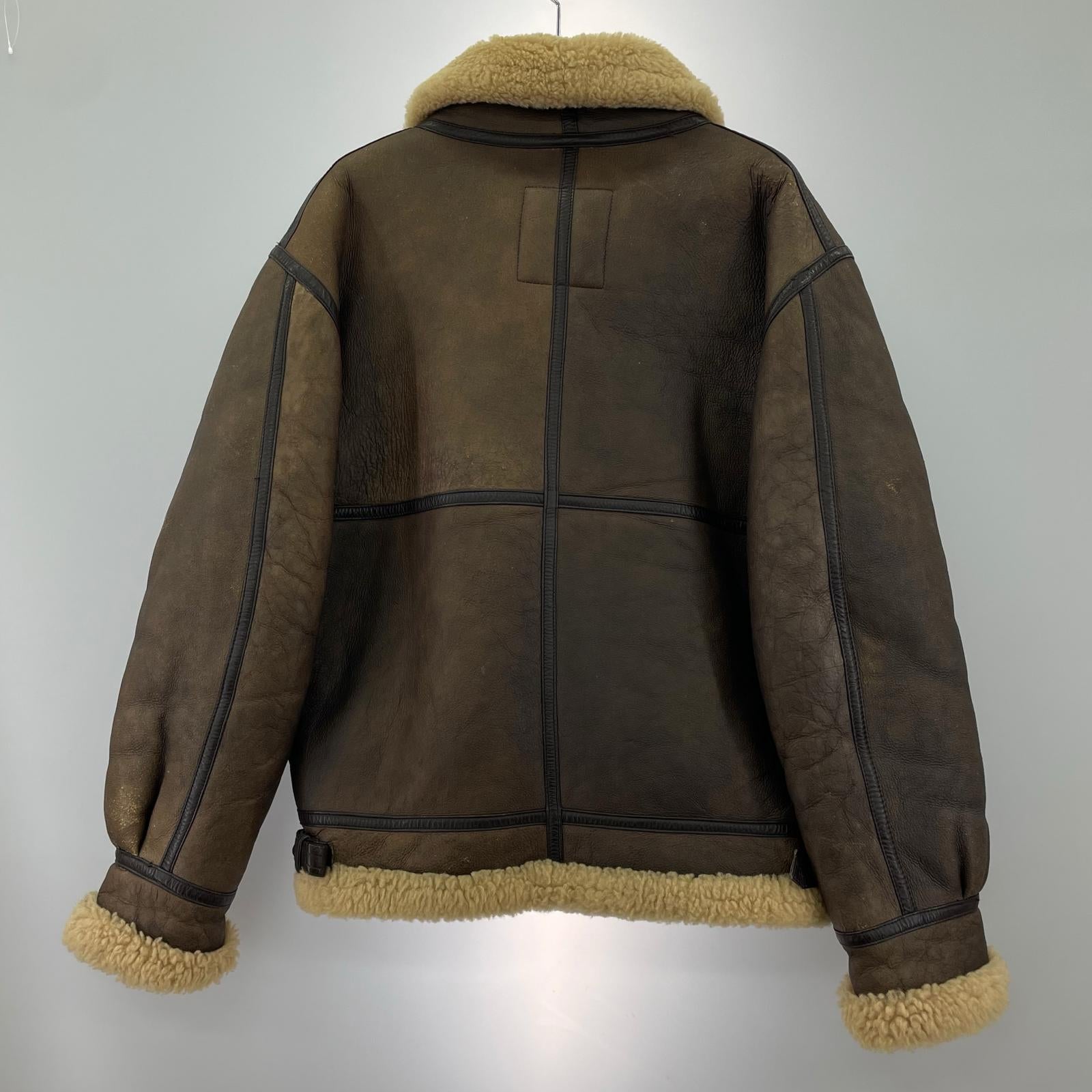 ジャケット B-3 ﾑｰﾄﾝ ﾚｻﾞｰ 茶 ブラウン