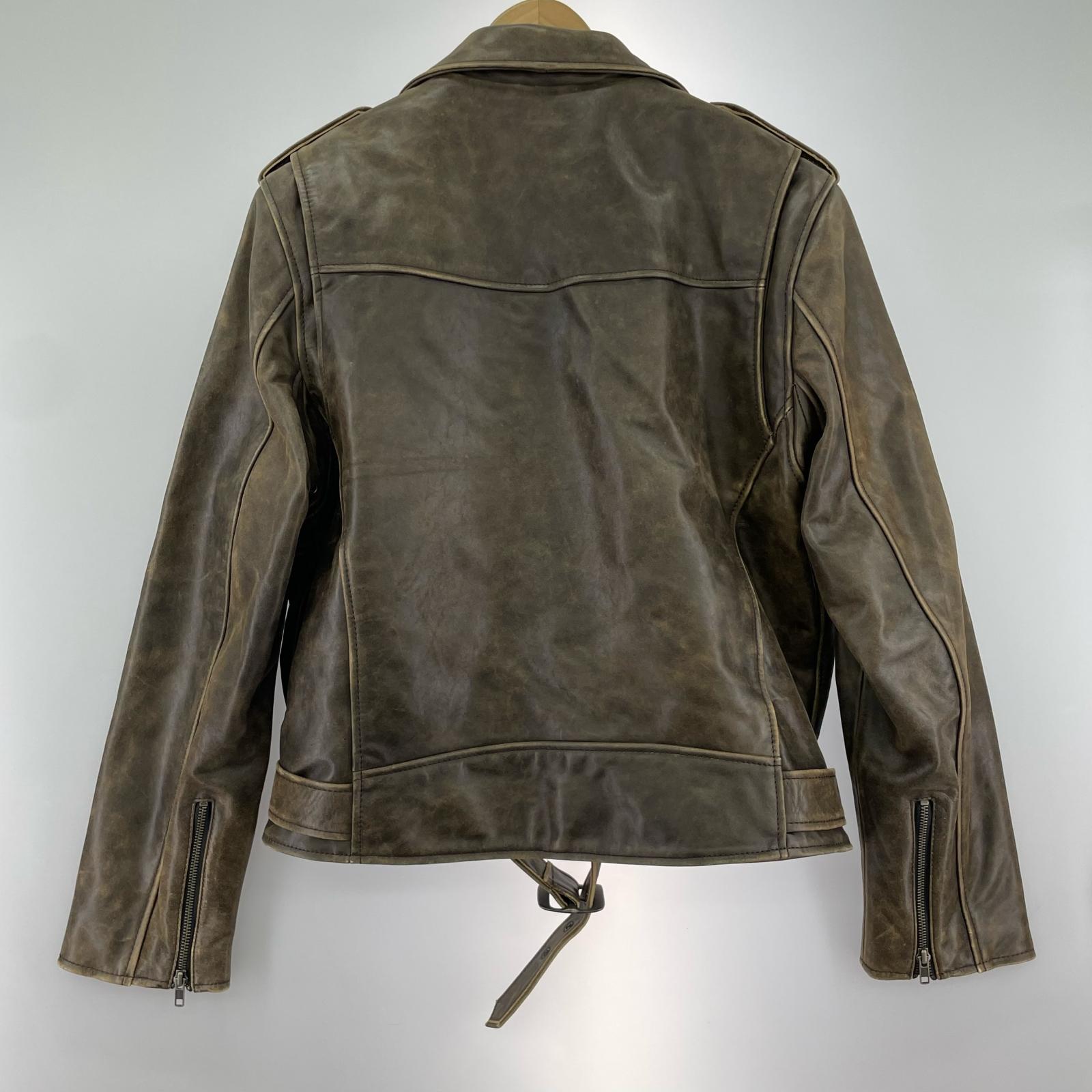 ライダースジャケット liugoo leather ダブルライダースジャケット ブラウン