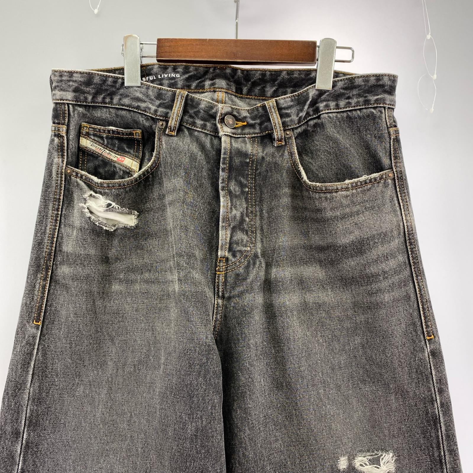 デニムパンツ DIESEL ﾀﾞﾒｰｼﾞﾜｲﾄﾞﾊﾟﾝﾂ 32 ブラック