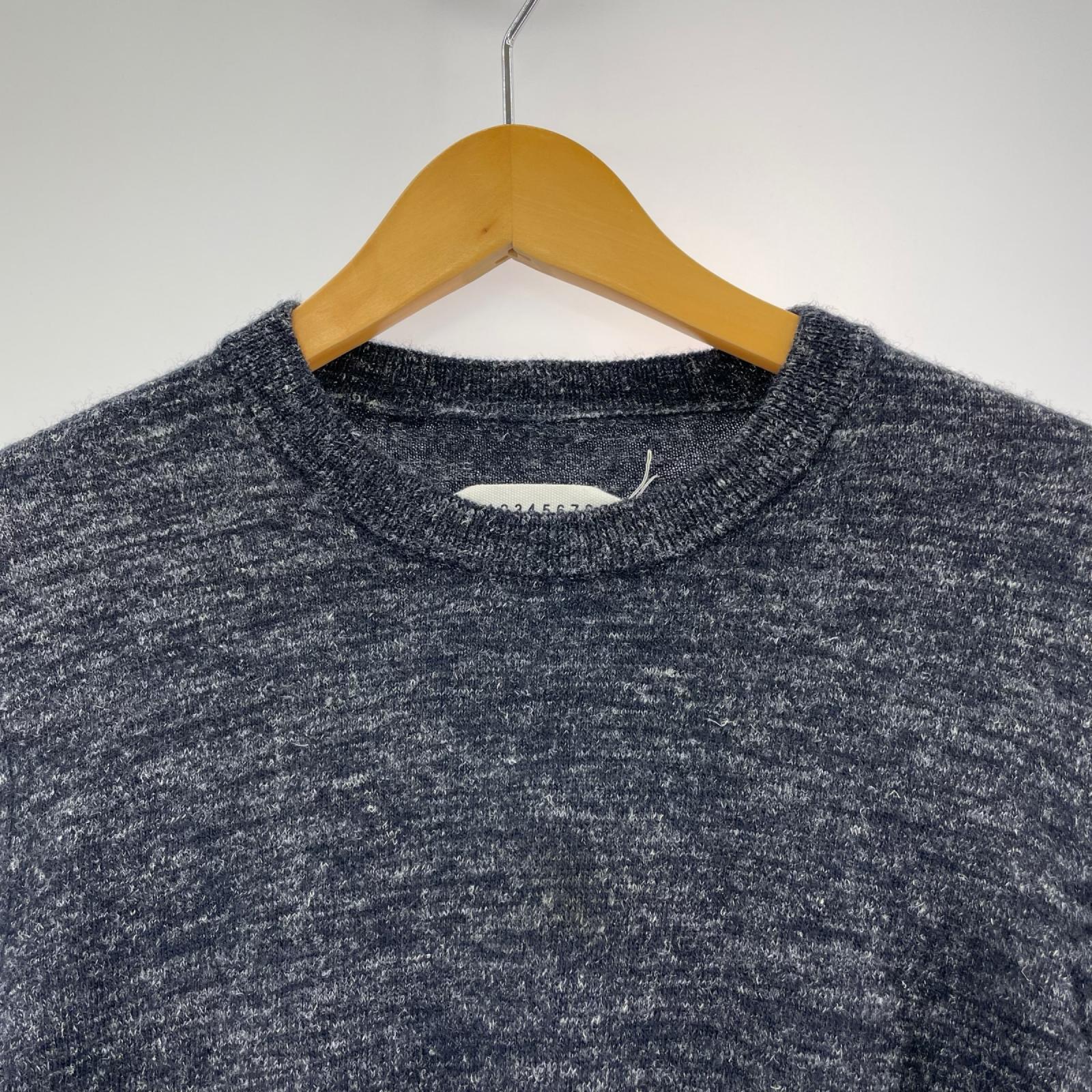 ニット Martin Margiela14AW ﾚｻﾞｰｴﾙﾎﾞｰﾊﾟｯﾁ 紺 S ネイビー