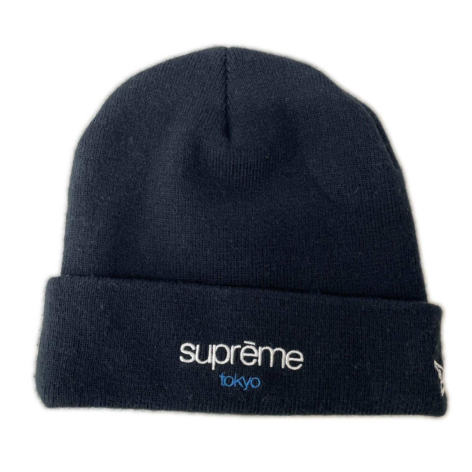 ニットキャップ new era logo beanie ネイビー