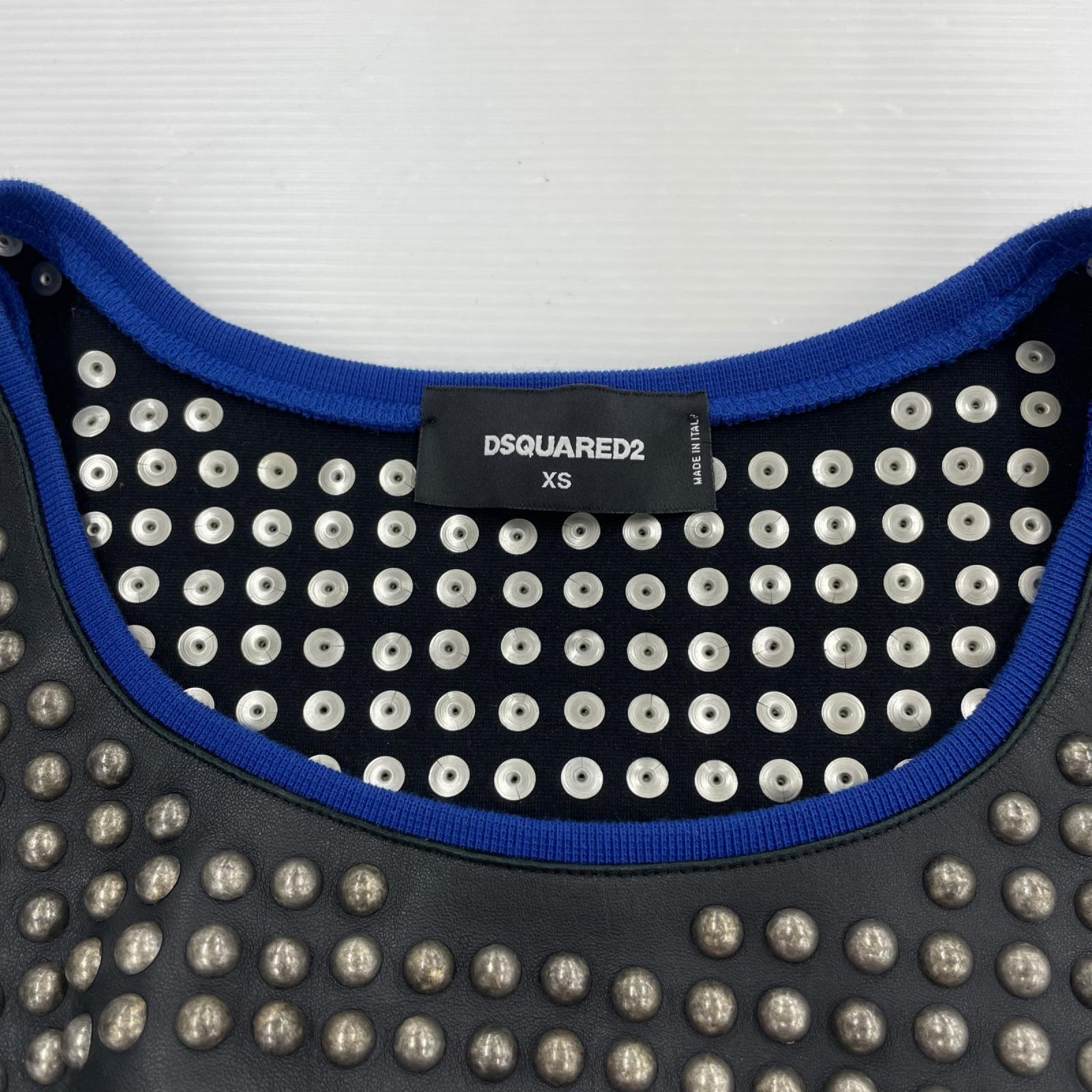 タンクトップ DSQUARED2 スタッズメッシュタンクトップ XS ブラック×ピンク