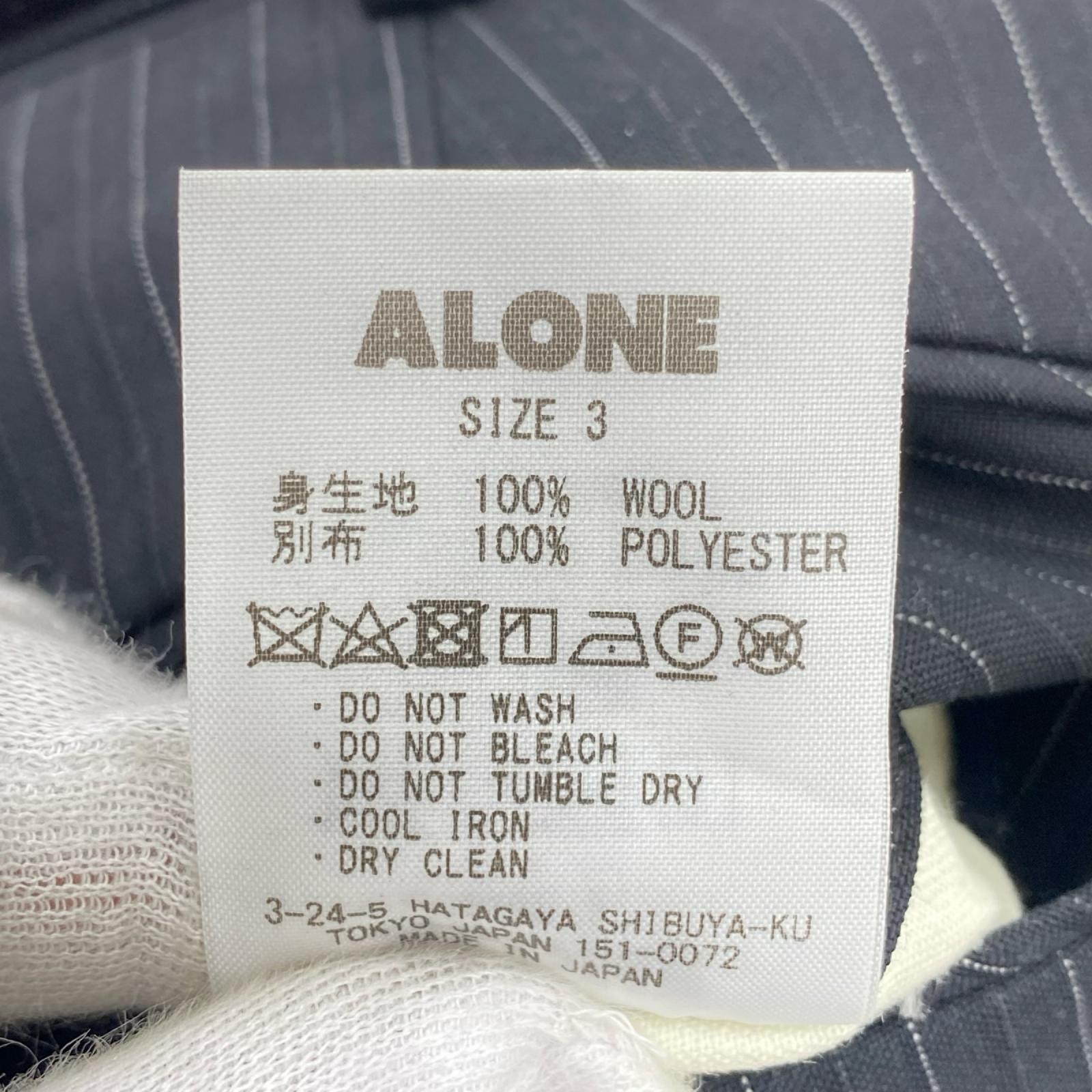 パンツ ALONE 2タック ストライプ スラックス　黒 3 ブラック