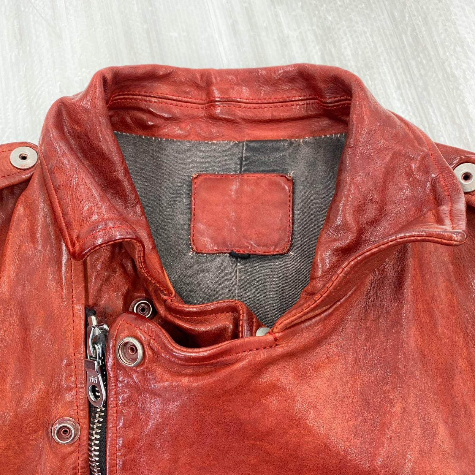 レザージャケット “GARMENT-DYED” D-POCKET DOUBLE RIDERS L ブラウン