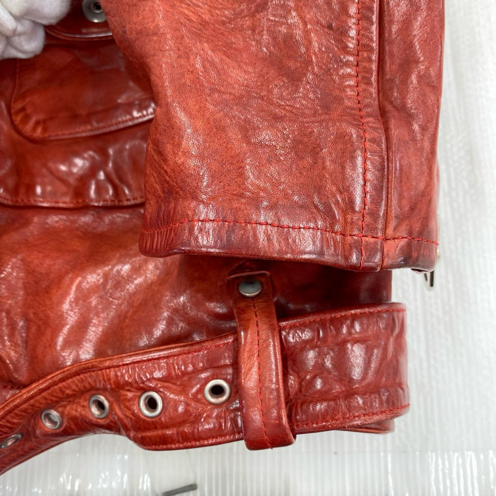 レザージャケット “GARMENT-DYED” D-POCKET DOUBLE RIDERS L ブラウン