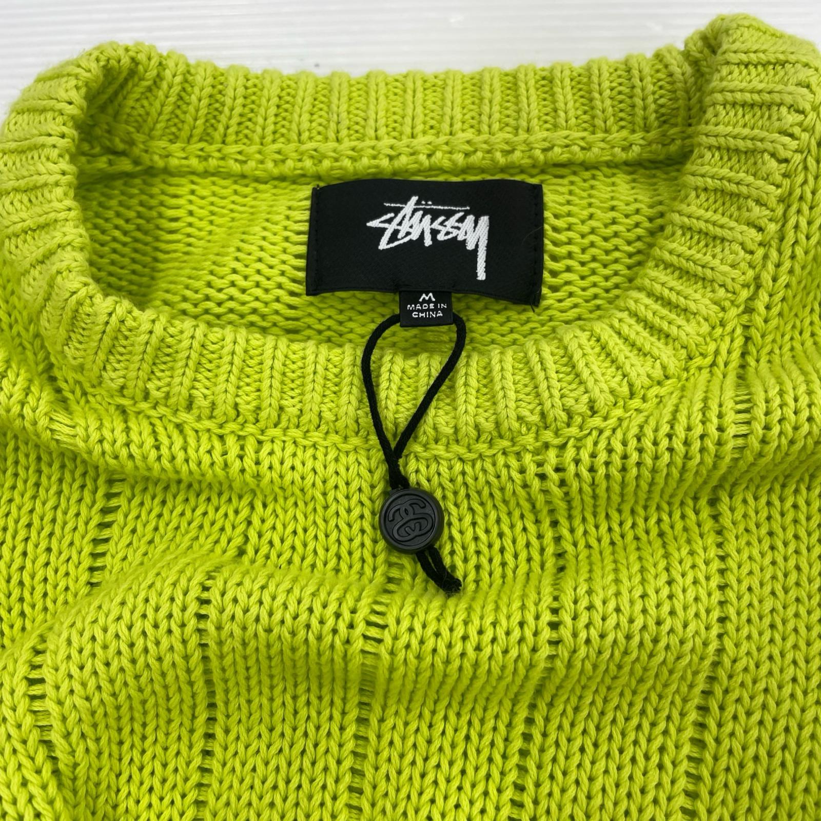 ニット STUSSY リネンコットン クルーネックニット M M グリーン