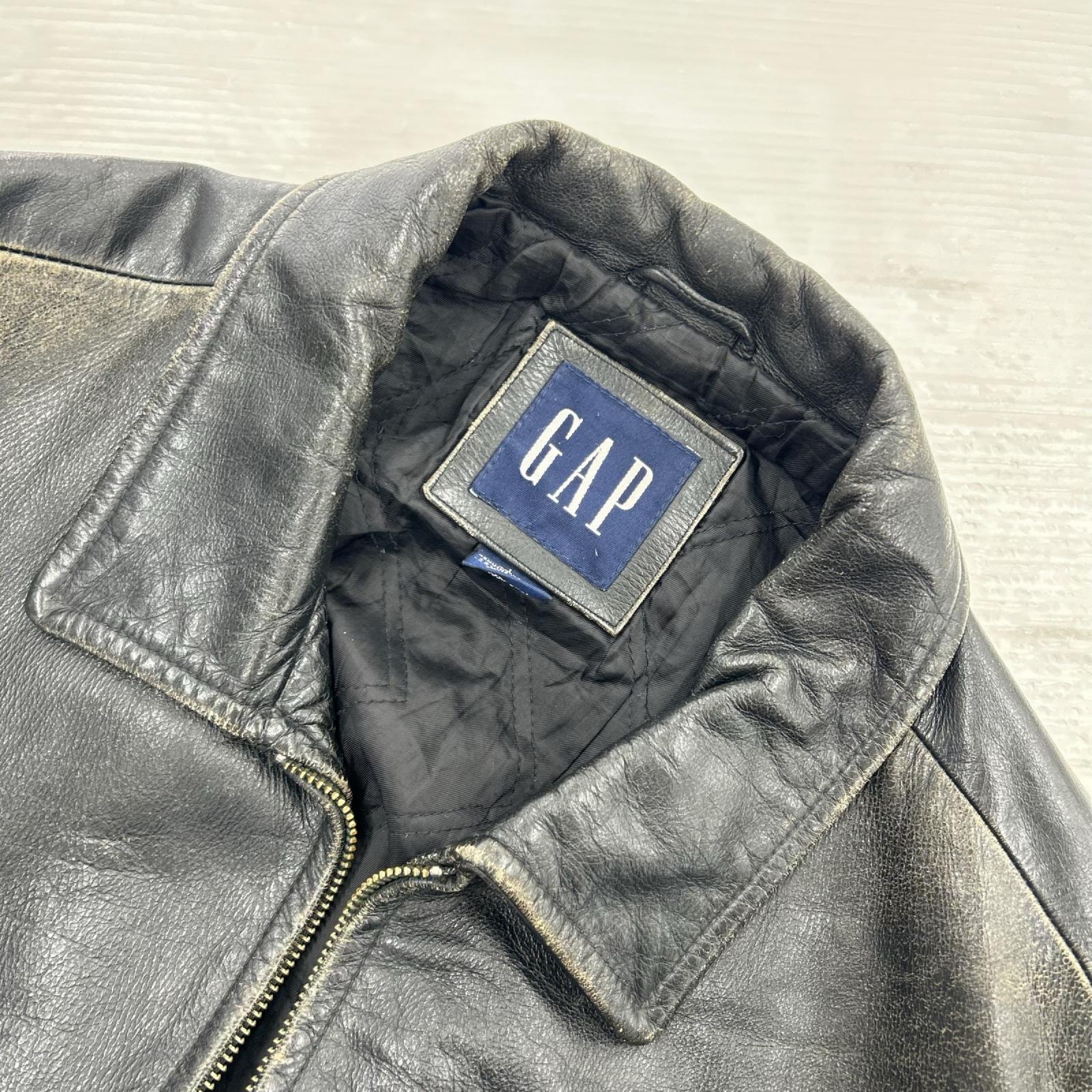 レザージャケット OLD GAP カウレザー ジャケット(L) 黒 L ブラック