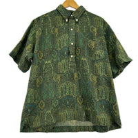 半袖シャツ 60-70s POｼｬﾂ 総柄　ﾍﾟｲｽﾞﾘｰ L グリーン